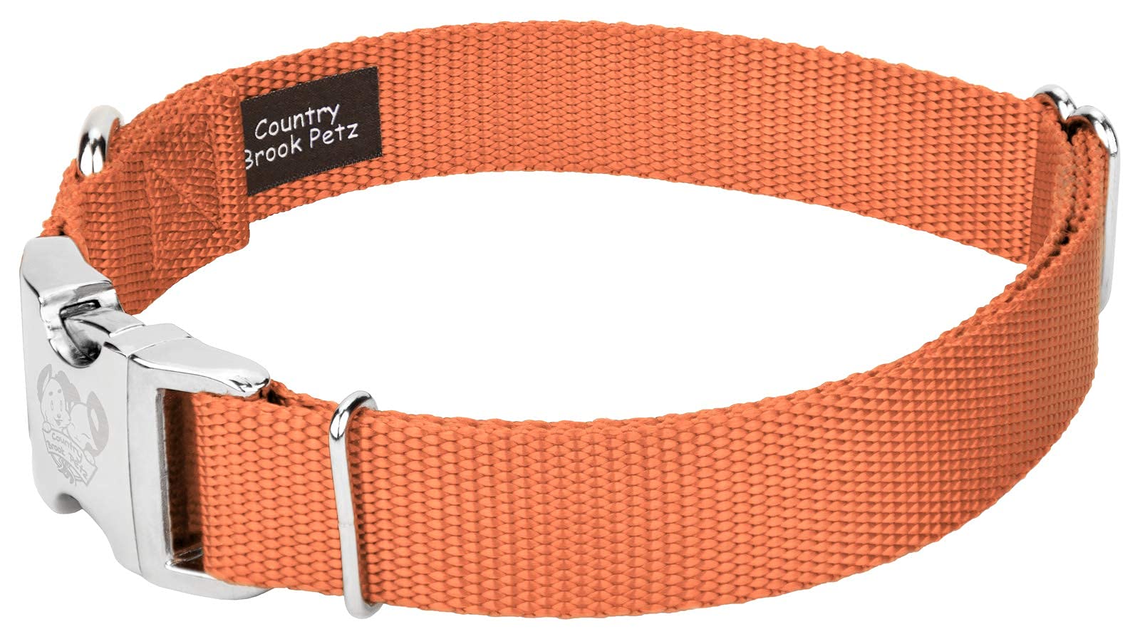 Country Brook Design - Vibrant 30+ Color Selection - Premium Nylon Dog Collar With Metal Buckle (Large, 1 Inch, Coral)