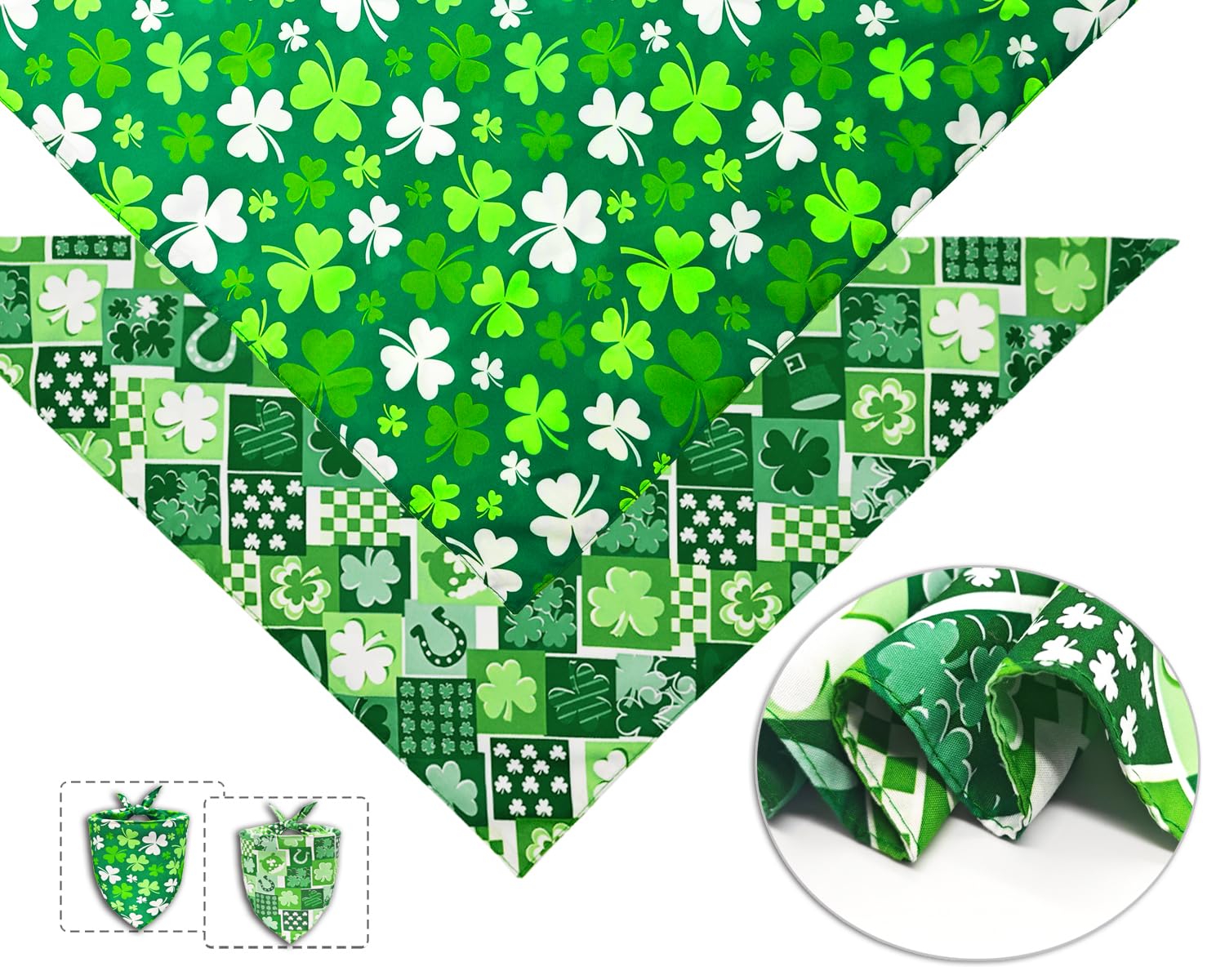 Cozyhaus St. Patrick'S Day Dog Bandanas, Irish Shamrock Design Scarves, Holiday Costumes, Pet Scarves For Boys And Girls, Dog Ou