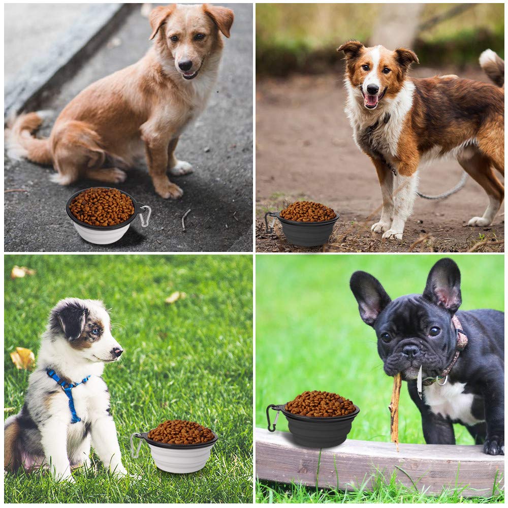 Dog Bowl Pet Collapsible Bowls,2 Pack Portable And Foldable Pet Travel Bowls Collapsable Dog Water Feeding Bowls Dish For Dogs Cats And Small Animals, (Small, Black+White)