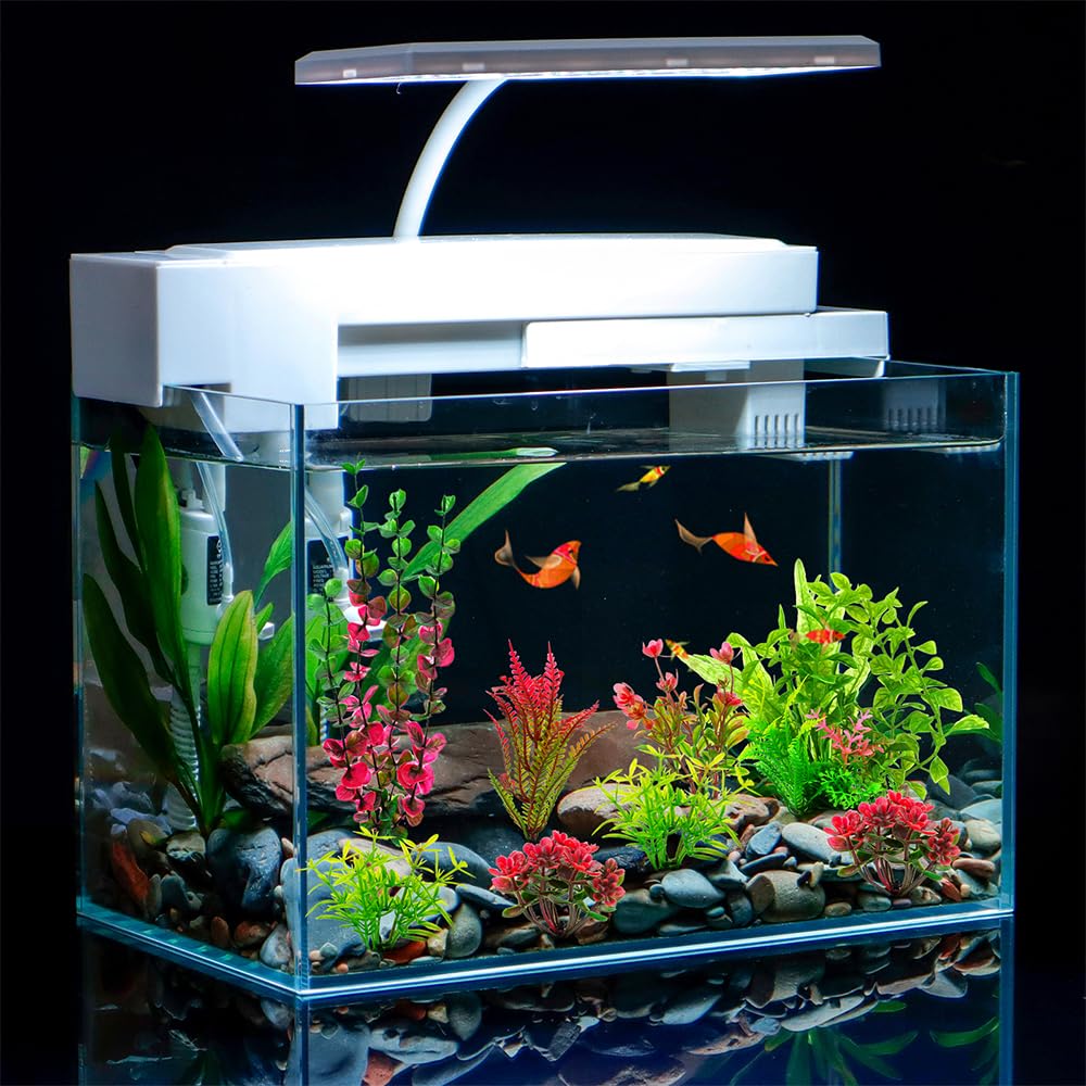 ViiWxx 18-Piece Artificial Aquarium Plants Decorations - Large Set with Red & Green Foliage, Fish Tank Decor for Betta, Goldfish