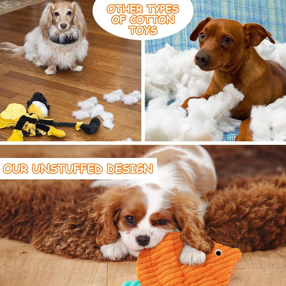 Awoof No Stuffing Dog Toys, Crinkle Dog Toys Squeaky Dog Toys Cute Animal Dog Plush Toys For Small Medium Large Dogs Puppy Teeth