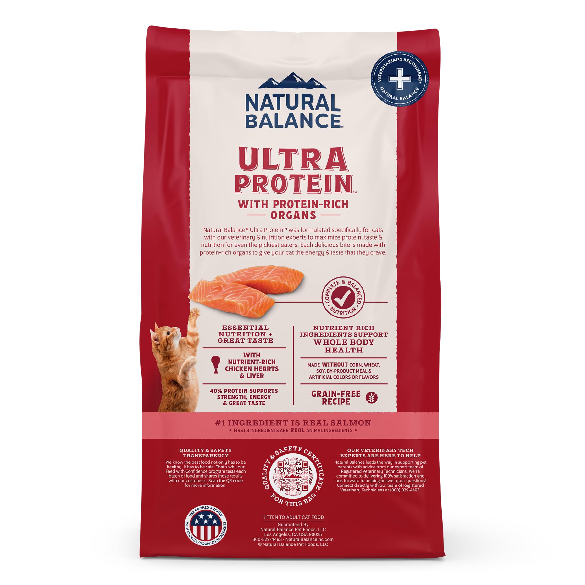 Natural Balance Ultra Protein Dry Cat Food, Real Salmon & Chicken Meal Recipe with Chicken Liver & Chicken Hearts - 3 lbs.