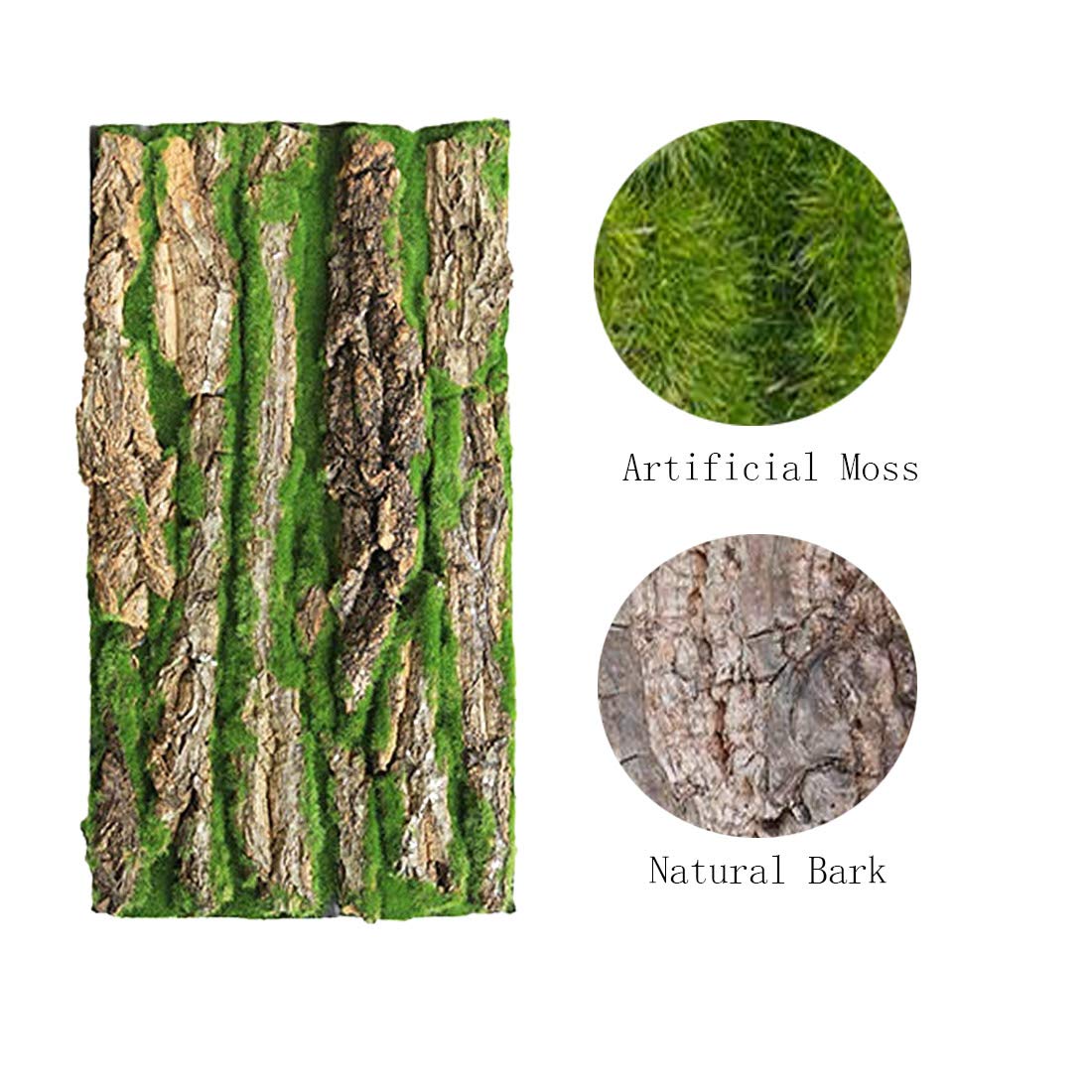 Pinvnby Cork Terrarium Background,Reptile Bark Backdrop Wall Decor And Artificial Moss For Gecko,Lizard,Tortoise,Chameleon (2 Pa