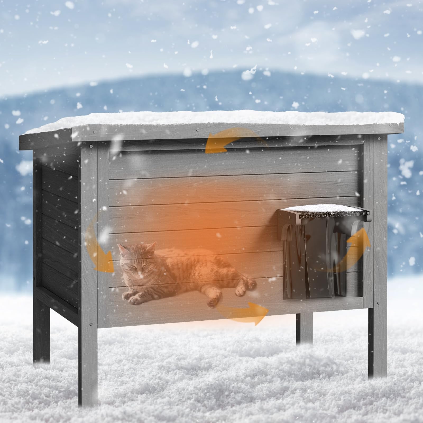 Vitesse Outdoor Cat House Feral Cat Enclosure Cat Houses For Outdoor Cats Insulated All-Round Foam Weatherproof Winter Shelter-C