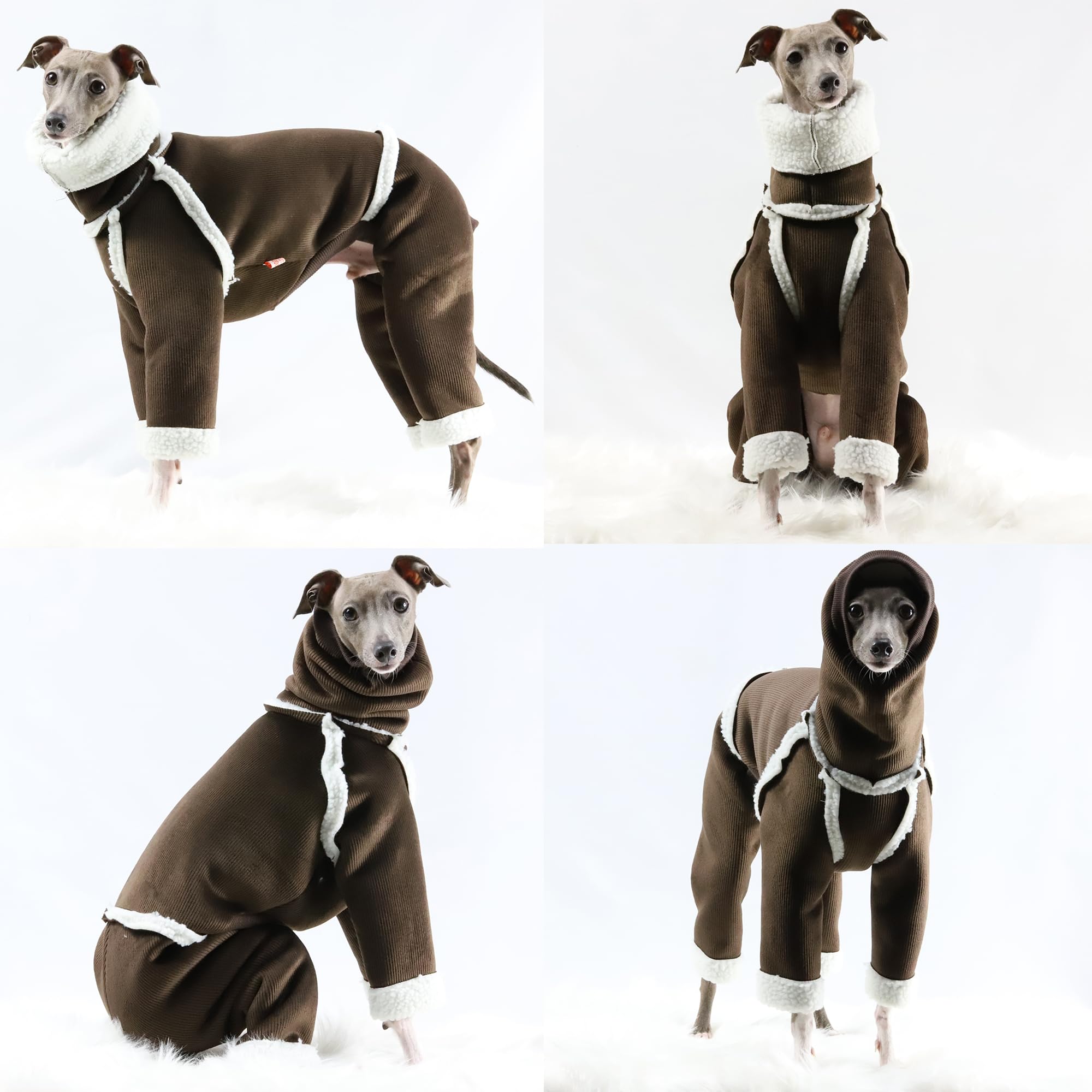 D Doggy Star Italian Greyhound Cold Weather Coat Warm Fleece Corduroy Sweater Turtleneck Onesie Clothes Whippet For Dog (2Xl,Cor