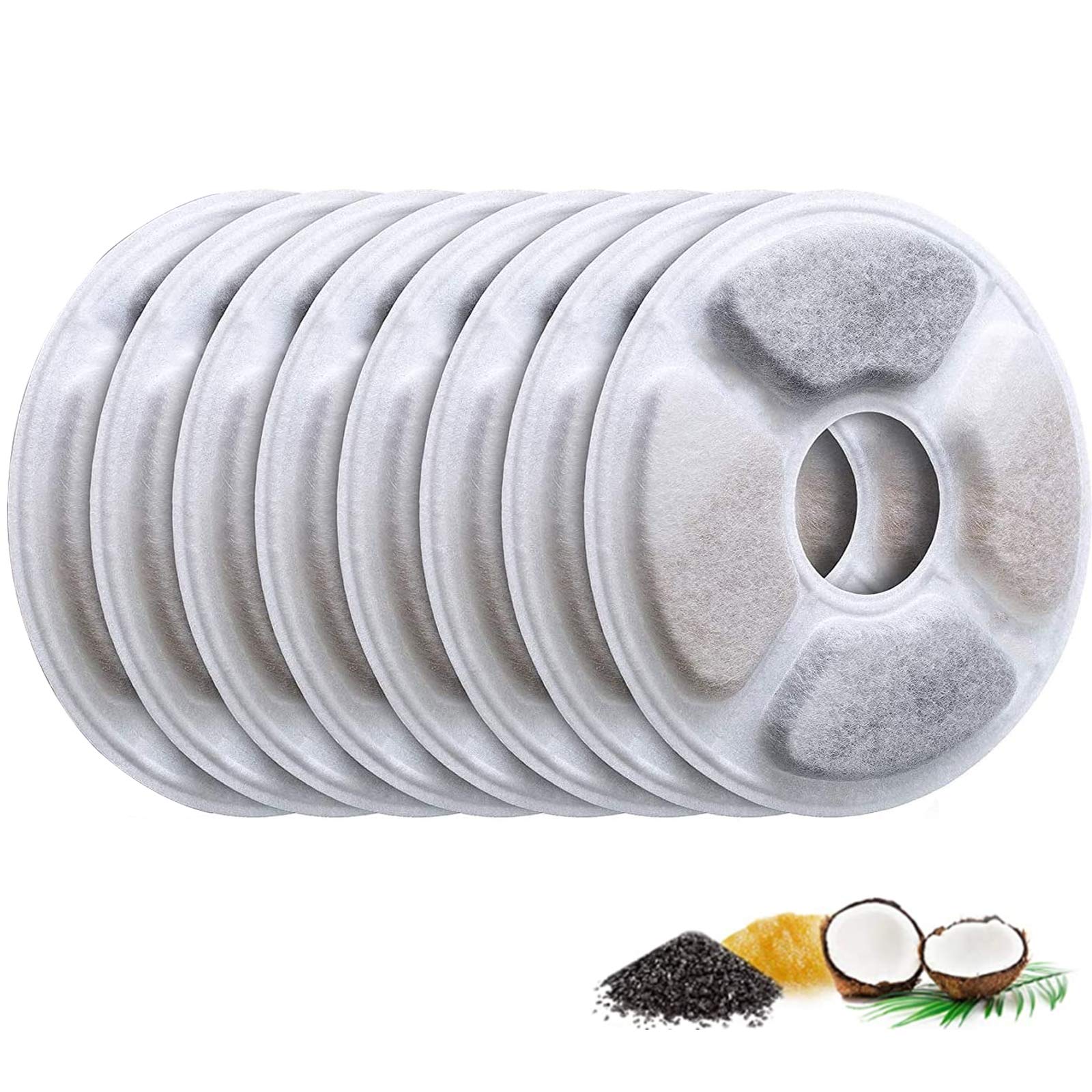 Replacement Filters For Pet Water Fountain - Activated Carbon Filters For Cats And Dogs Automatic Water Dispenser (8 Pack)