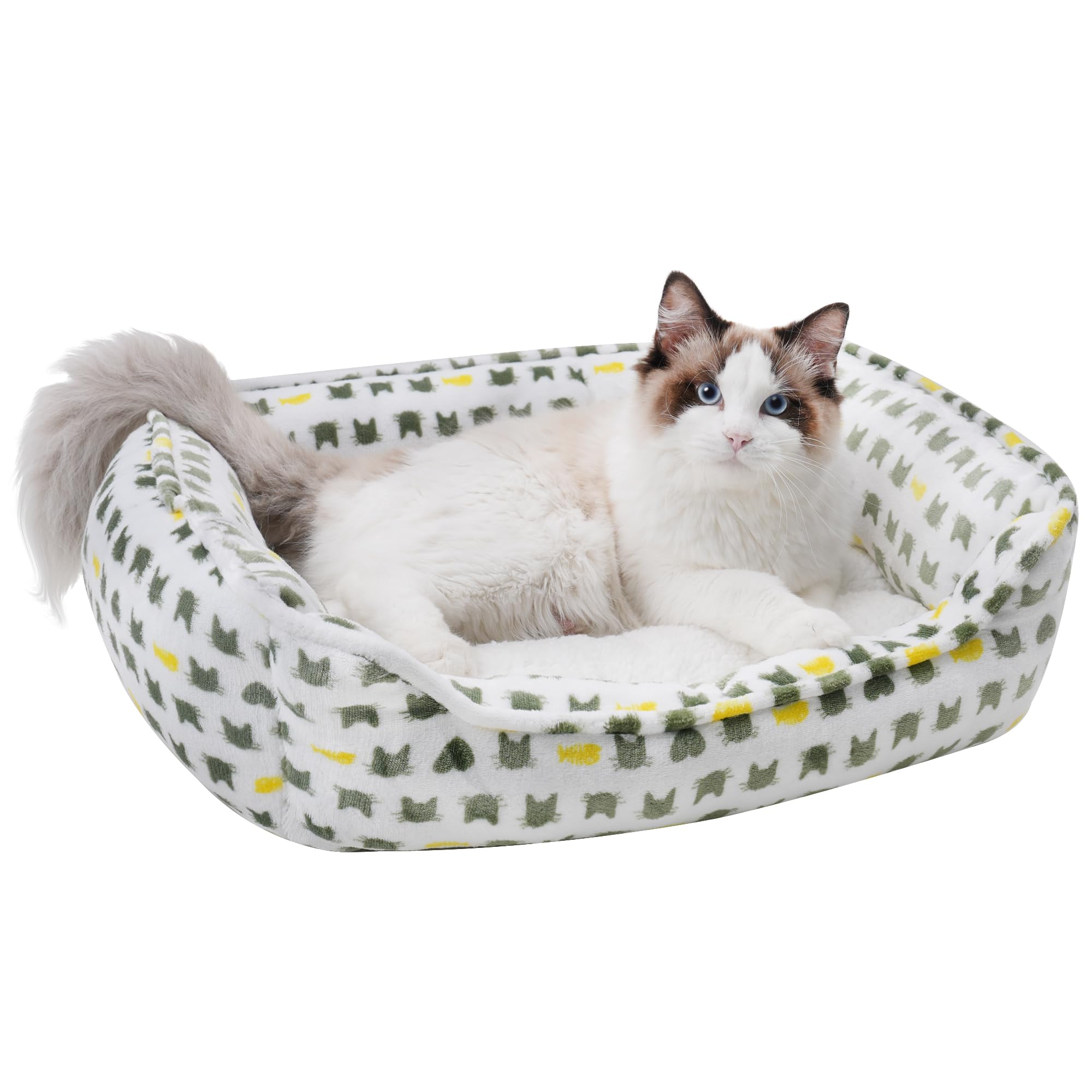 Aiwikide Dog Sofa Bed, Anti-Anxiety Puppy Cuddler Bed For Puppy Dog & Cat, Rectangle Washable Bed With Grey Mattress, Extra Smal