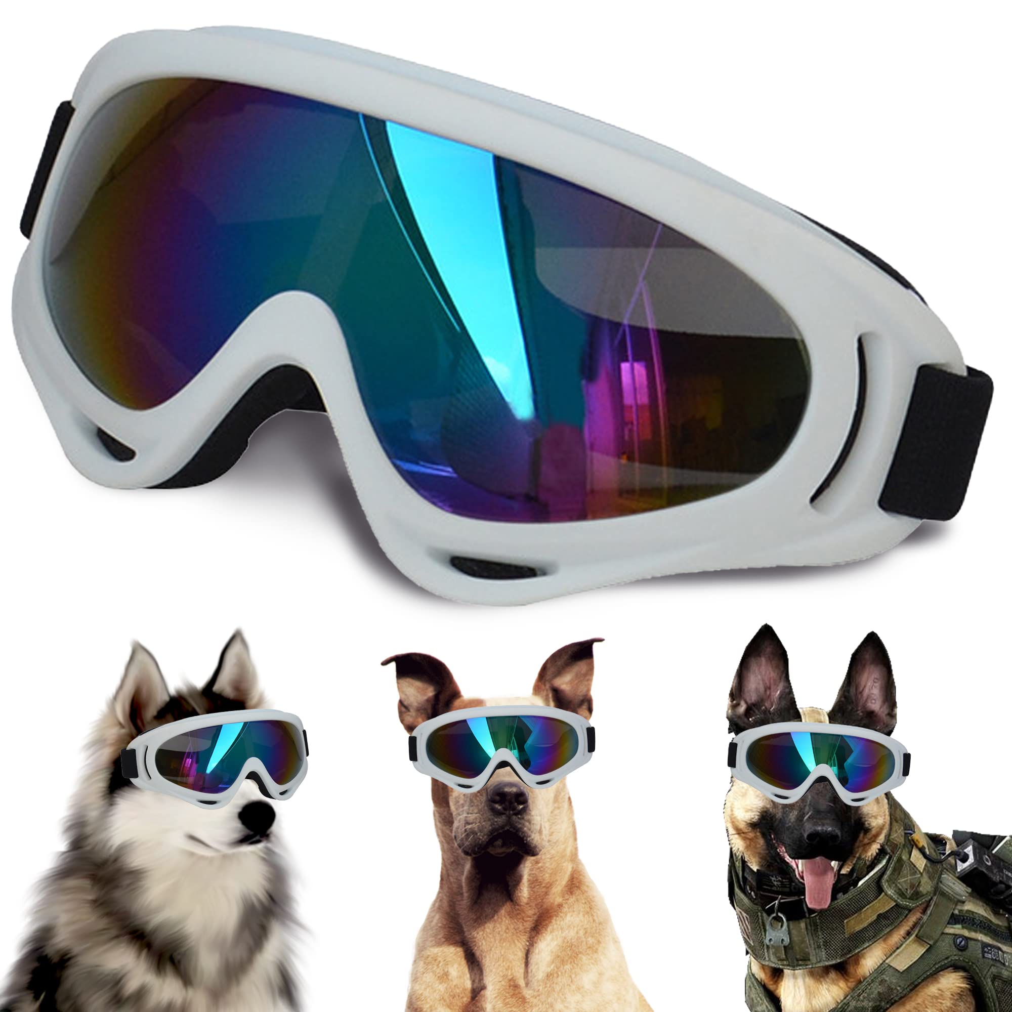 Large Dog Sunglasses With Adjustable Strap Uv Protection, Windproof Puppy Eyewear, Suitable For Medium-Large Pets, Eyes Protecti