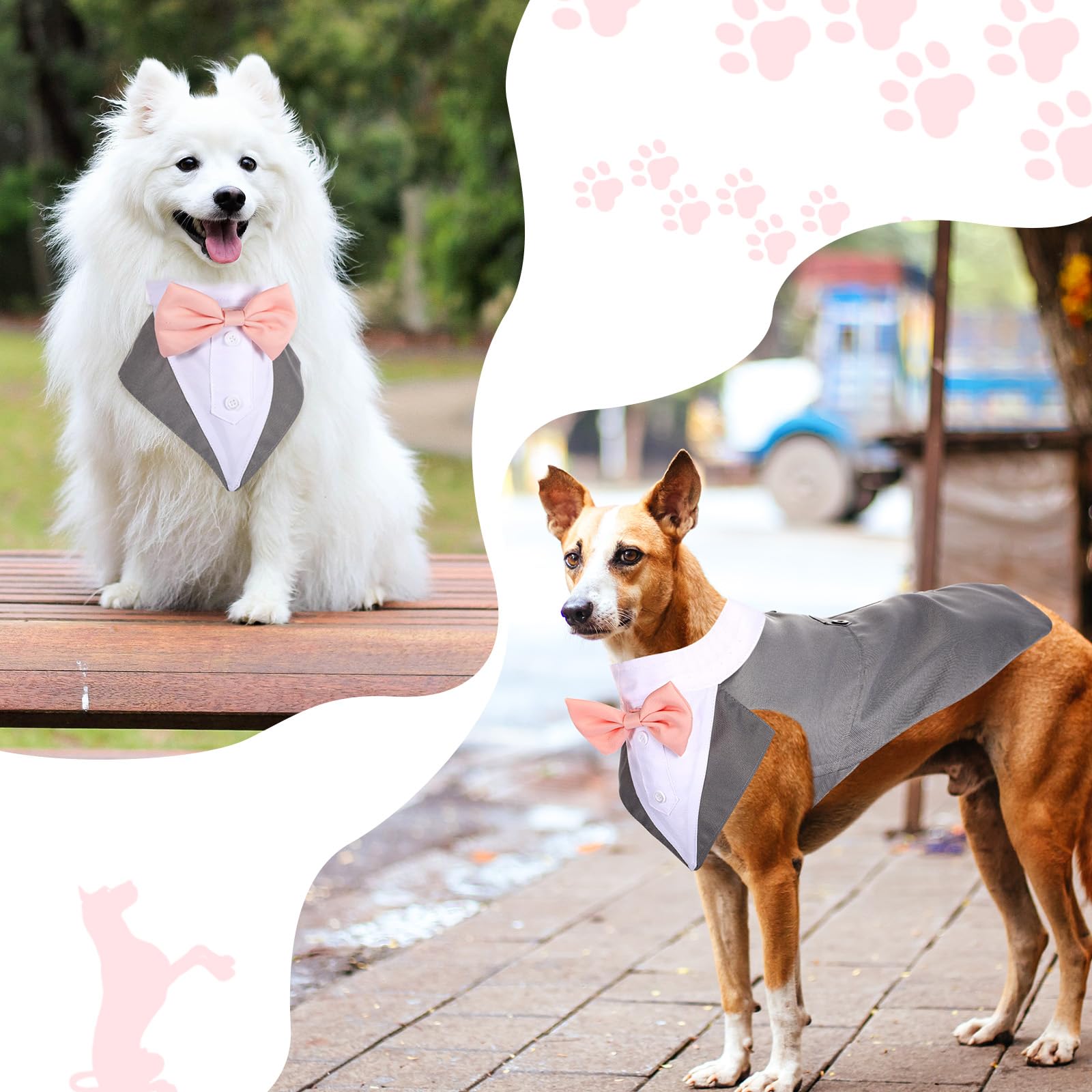 Weewooday Dog Tuxedo And Bandana Set Dogs Formal Tuxedo Pet Wedding Party Suit Wedding Bow Tie Shirt For Christmas Halloween Bir