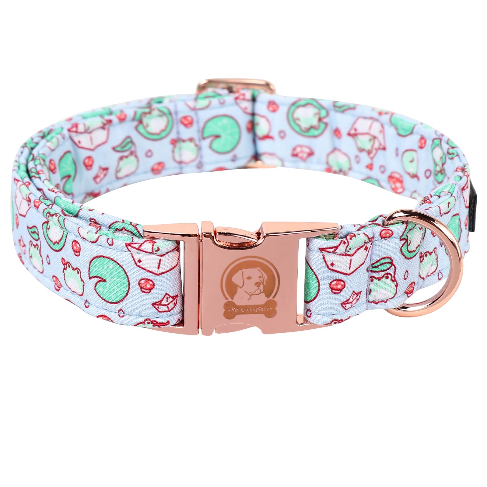 Mr. Chubbyface Spring Summer Dog Collar, Cute Frog Lotus Leaf Dog Collars, Durable Female Male Pet Collars For Small Medium Larg