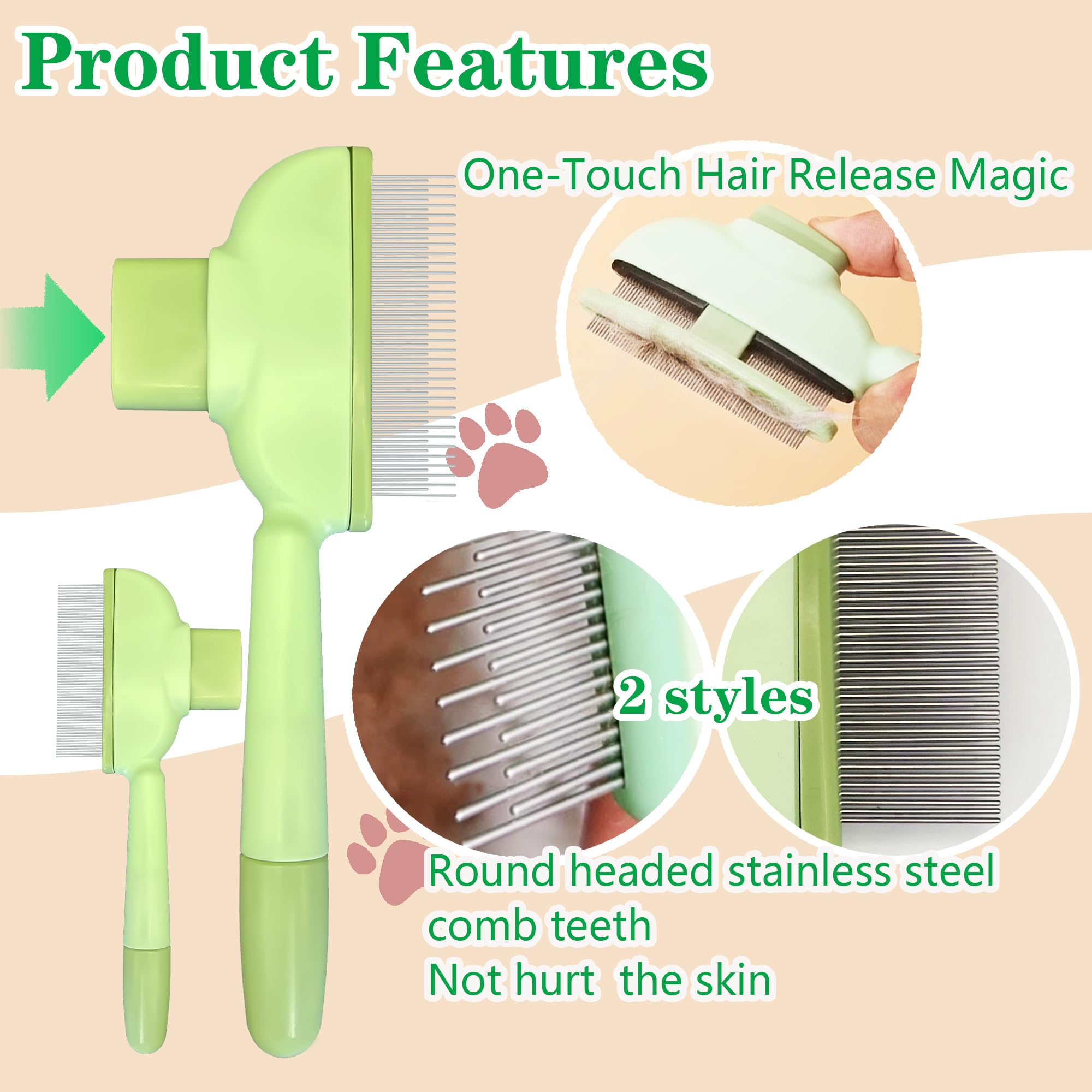 Flea Comb For Dogs And Cats With Release Button Fine Tooth Dog Comb For Grooming Massaging And Cleaning Remove Fleas Eggs Pet Ha