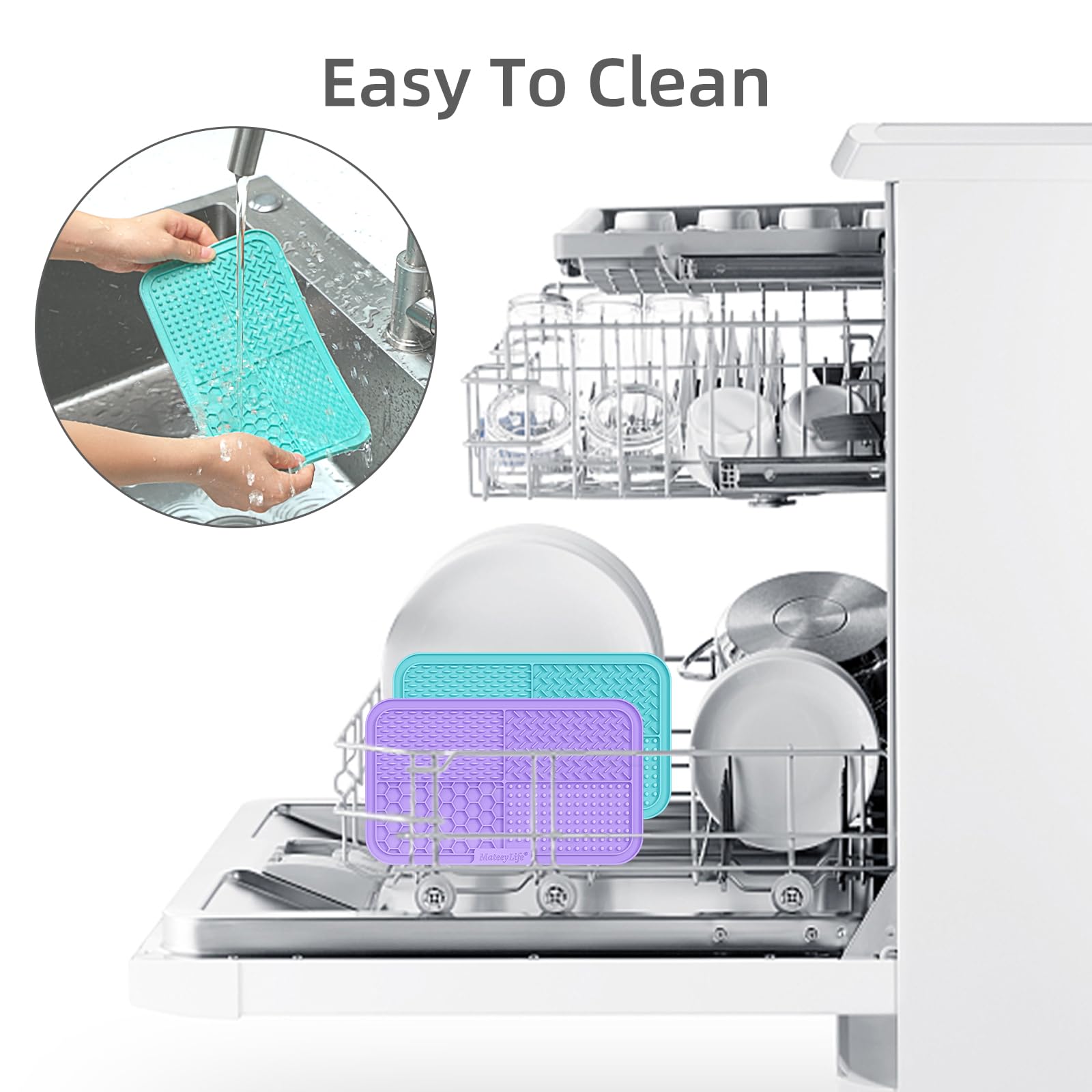 Mateeylife 2Pcs Large Lick Mat For Dogs And Cats With Suction Cups, Dog Lick Mat For Anxiety Relief, Dog Enrichment Toys For Boredom, Cat Peanut Butter Lick Pad, Dog Treat Mat For Bathing Grooming