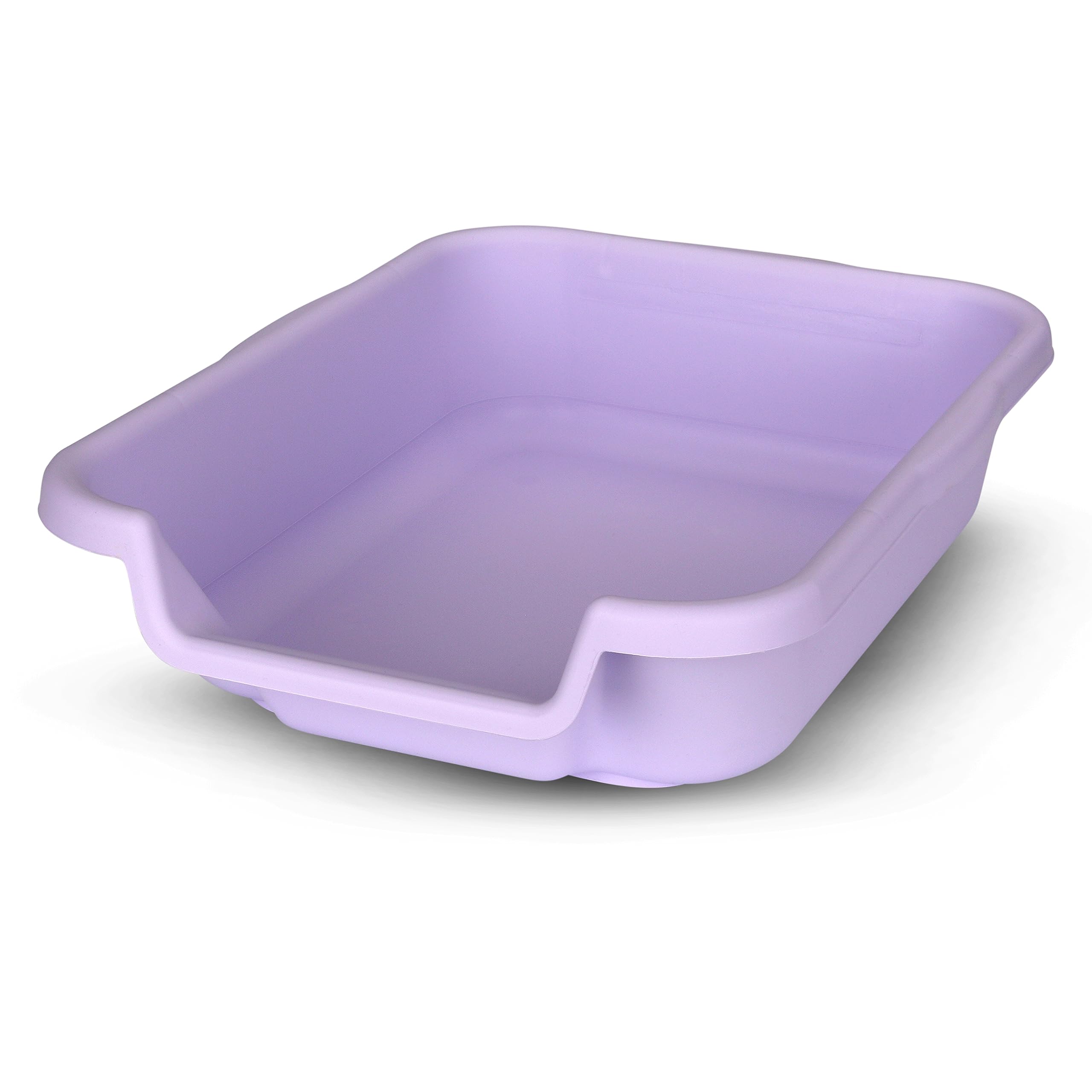 Kittygohere Senior Cat Litter Box 2 Pack, Small Storybook Lavender Low Entrance Kitty Litter Box Sized For Cats Comfort, Perfect