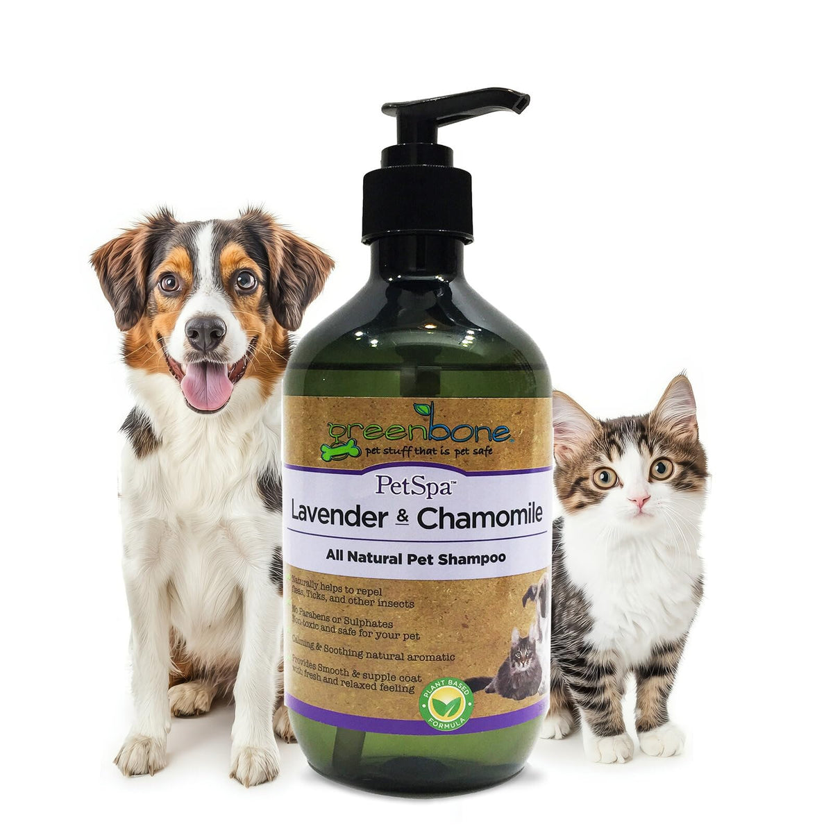 Greenbone Pet Spa All-Natural Plant-Based Shampoo - Lavendar & Chamomile - Calming & Soothing