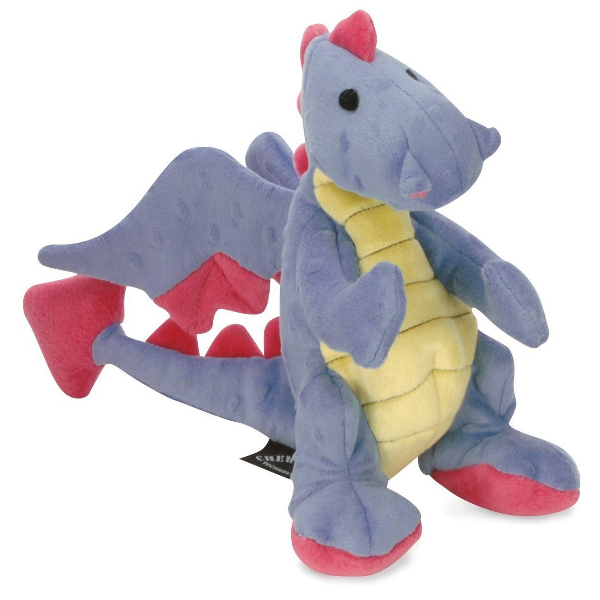 Godog Bubble Plush Dragons Squeaky Dog Toy, Chew Guard Technology - Periwinkle, Small