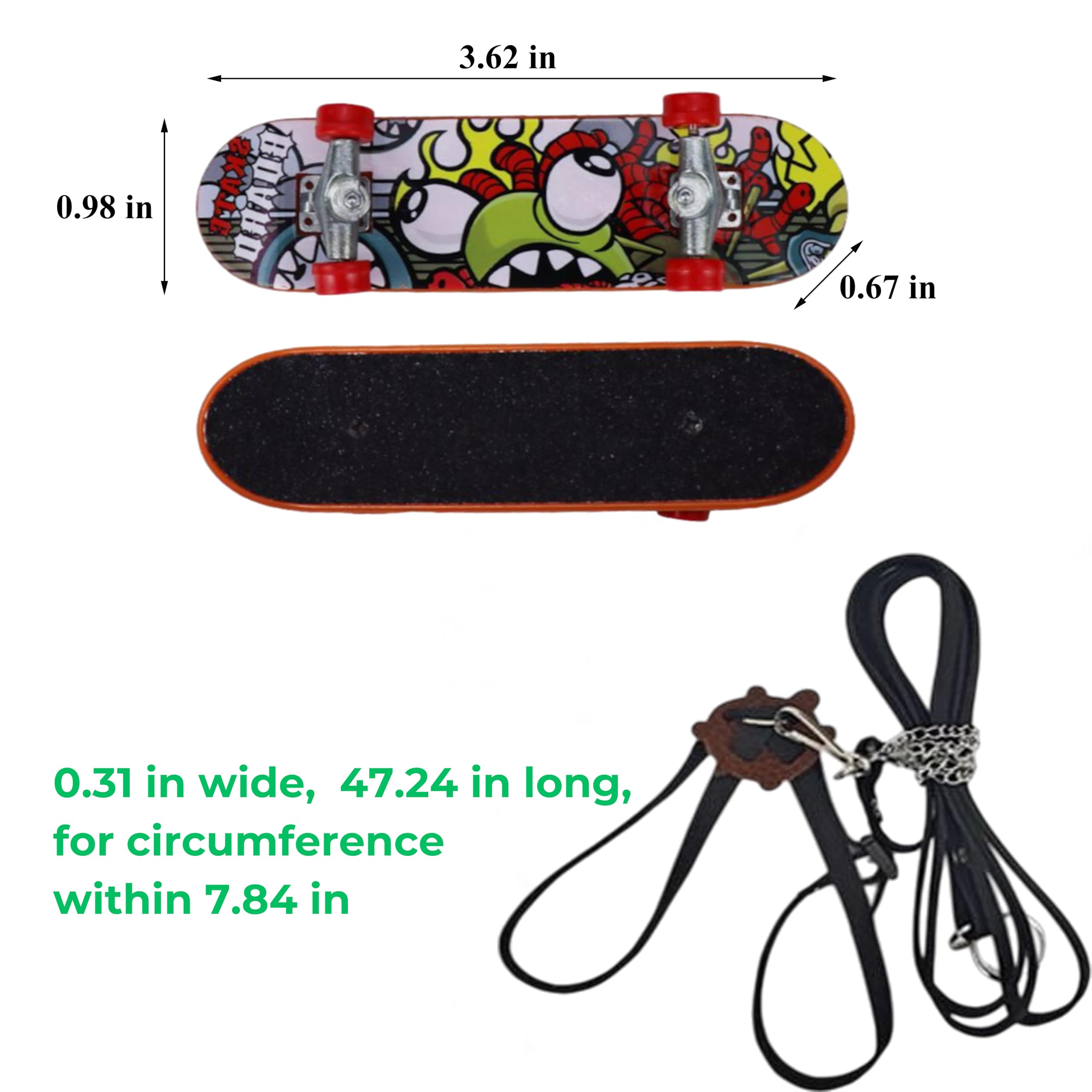 Tortoise Harness And Leash With Mini Skateboard For Turtle, Tortoise, Bearded Dragon Lizard, Turtle Harness (Black With Bell, Sm