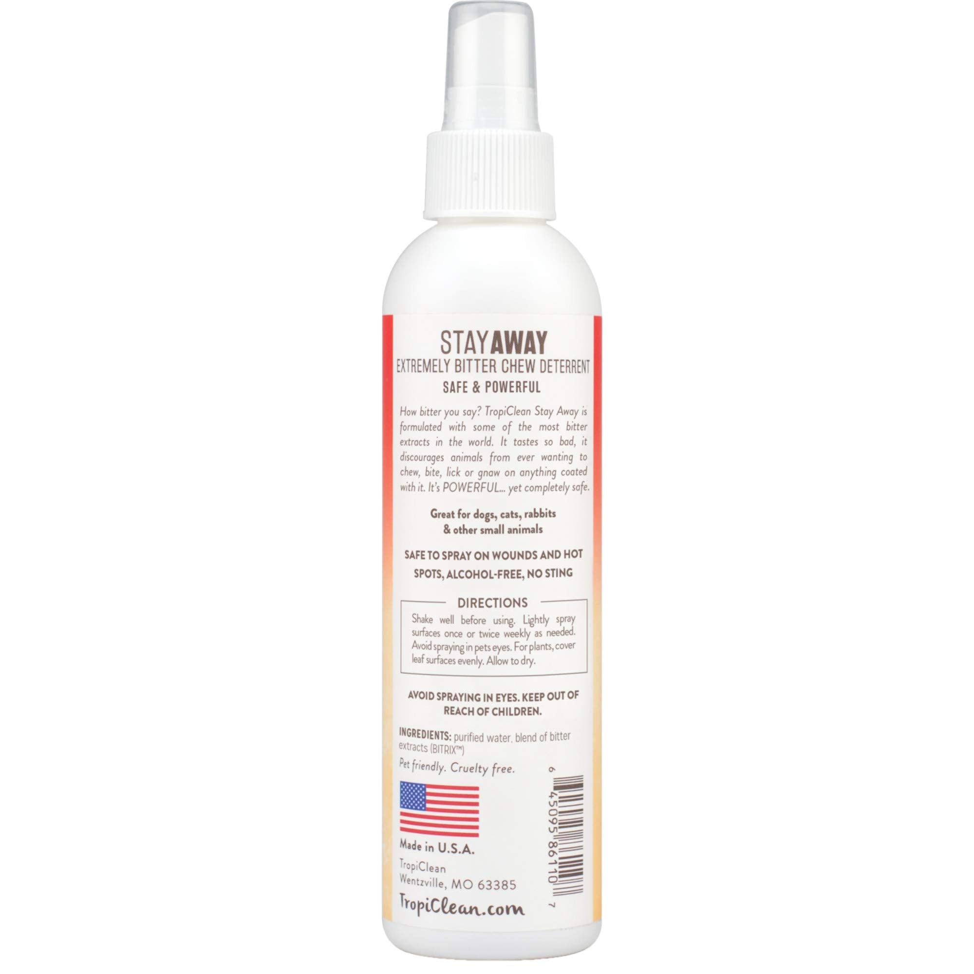 Tropiclean Stay Away Pet Chew Deterrent Spray | Made In Usa | Extremely Bitter Spray To Deter Dogs & Puppies From Chewing | Alco