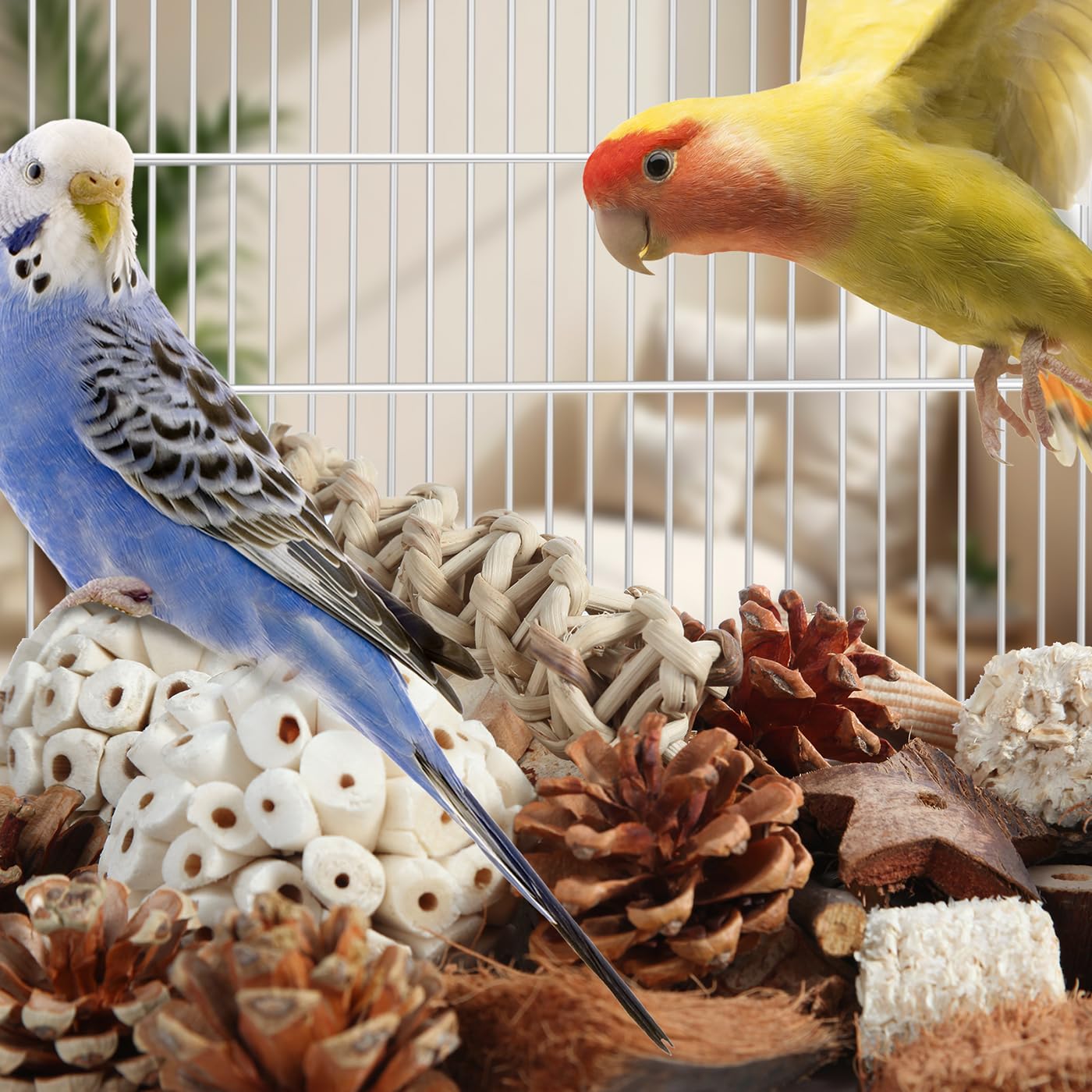 Kyouki Bird Toys Parrot Toys Natural Bird Foraging Box Foot Toys For Parakeets,Cockatiels,Conures,Love Birds,And Other Small To