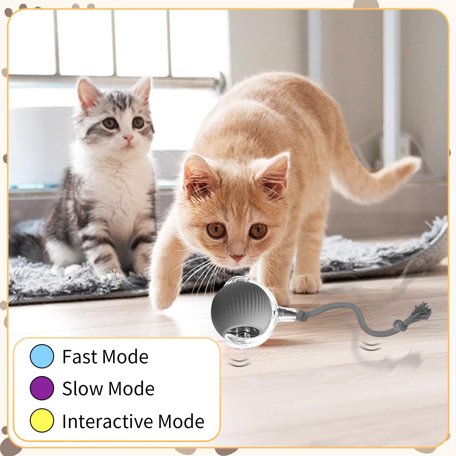 Mtlsttbd 2025 New Interactive Cat And Dog Toys - Motion Activated Fast Rolling Ball On Carpet, Smart Self-Moving Toy (Gray)