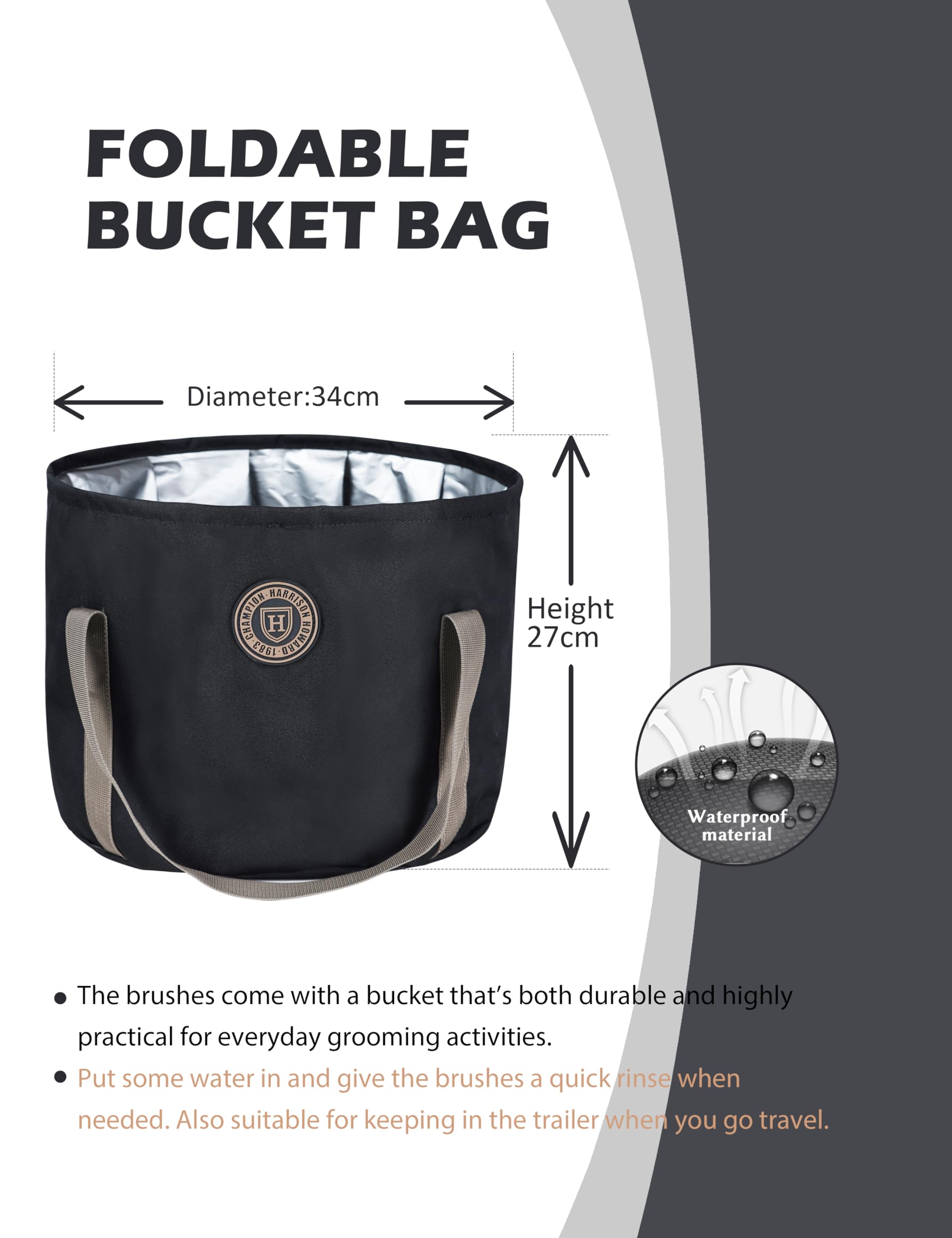 Harrison Howard Horse Grooming Kit 9-Piece Equine Care Series Horse Brush Sets With Organizer Tote Bag Black