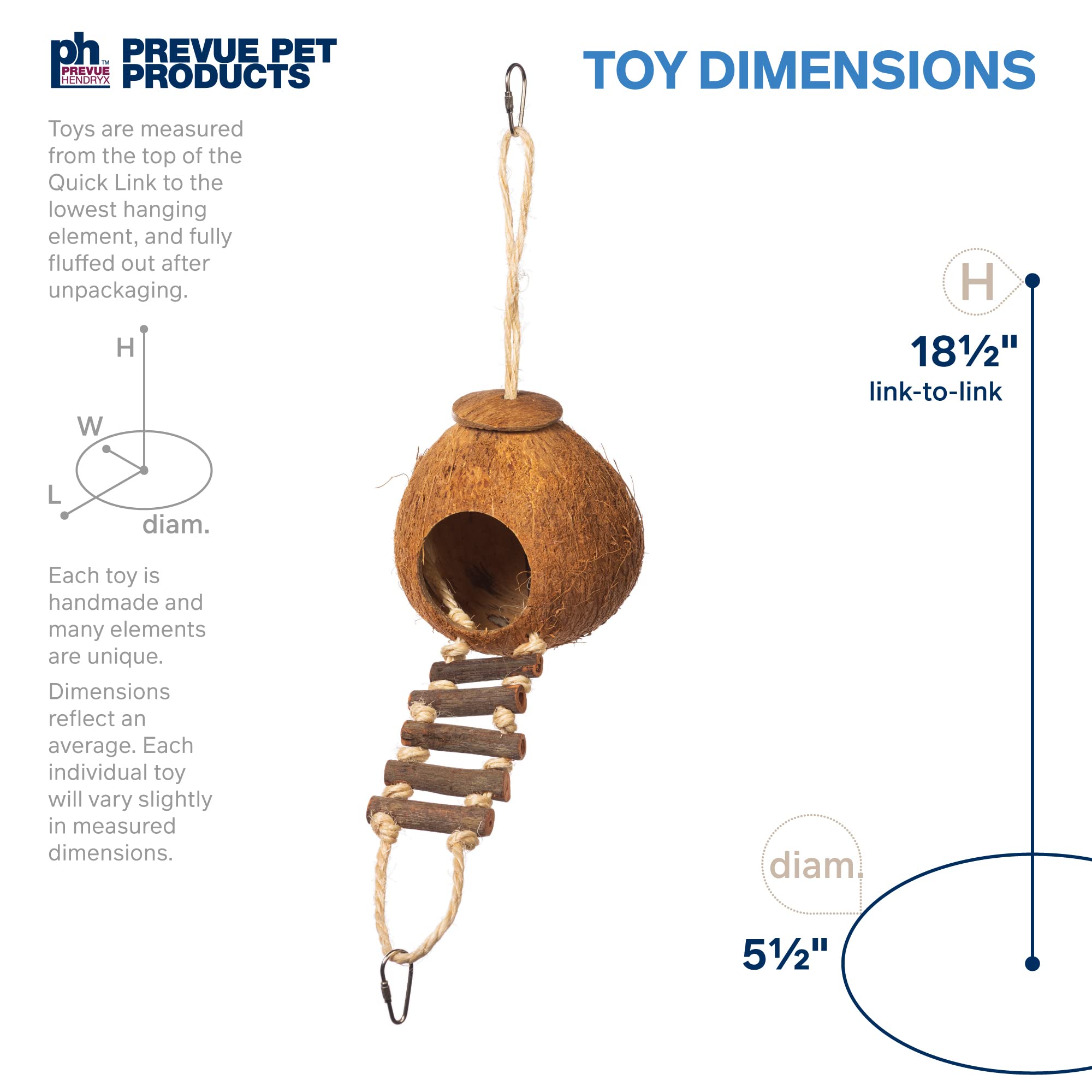 Prevue Hendryx (2 Pack) Naturals Coco Hideaway With Ladder Bird Toys
