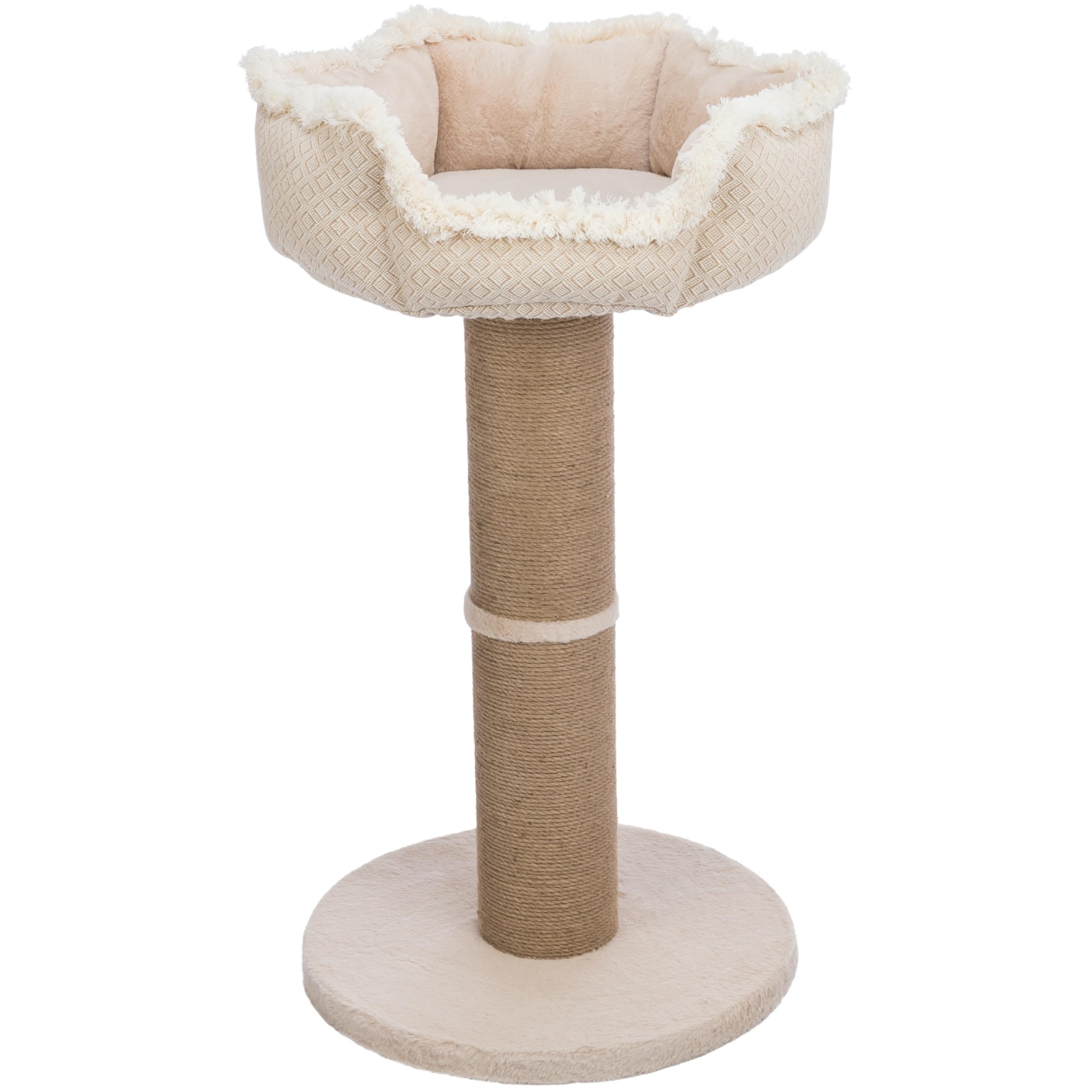 Trixie Boho 38.2-in Cat Tree, Indoor Cat Furniture with Thick Jute Scratching Post, Plush Platform with Removable Bed