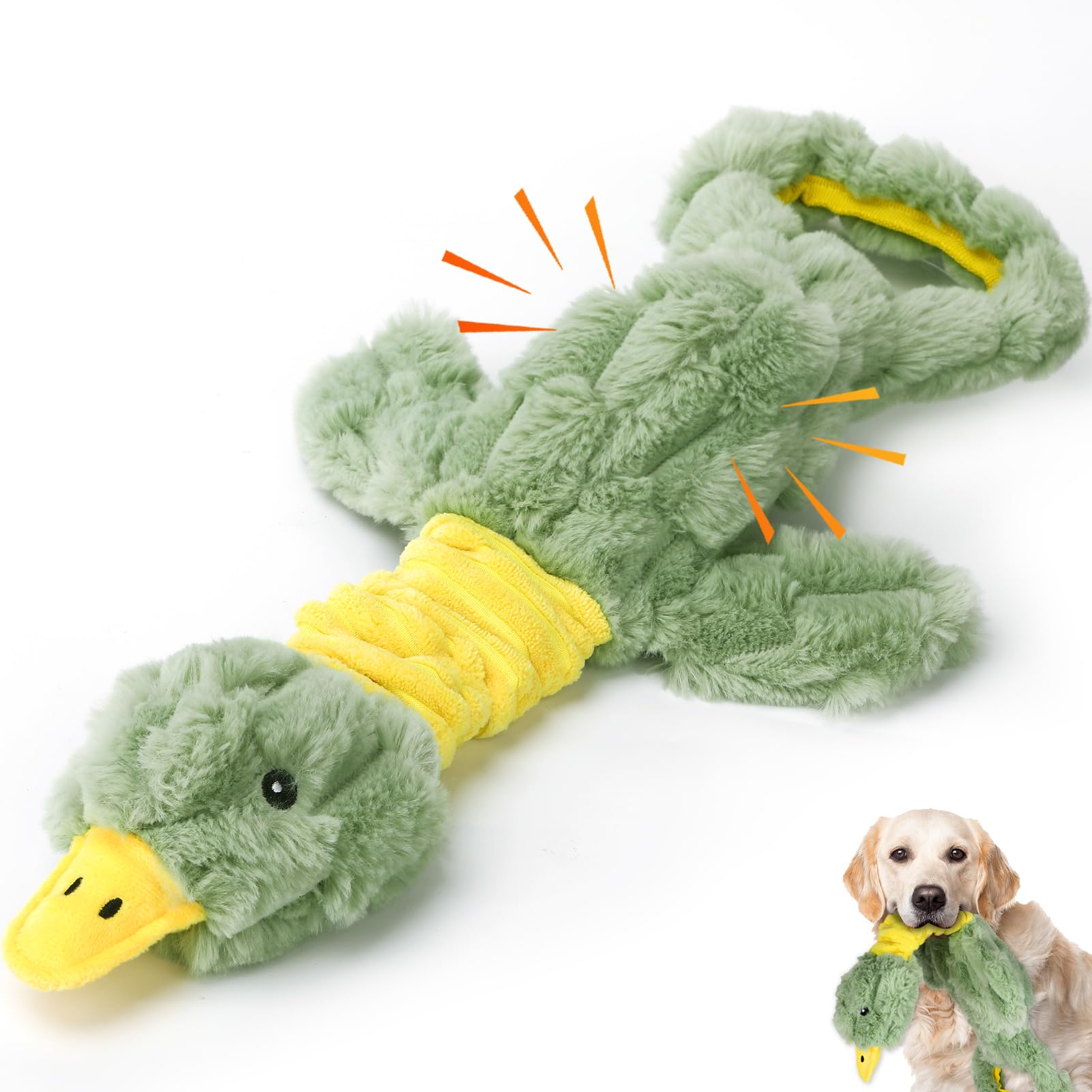 Eneston Large Plush Squeaky Dog Toys For Aggressive Chewers, Interactive Tug Of War Puppy Toys For Indoor Play - Duck Stuffed Do