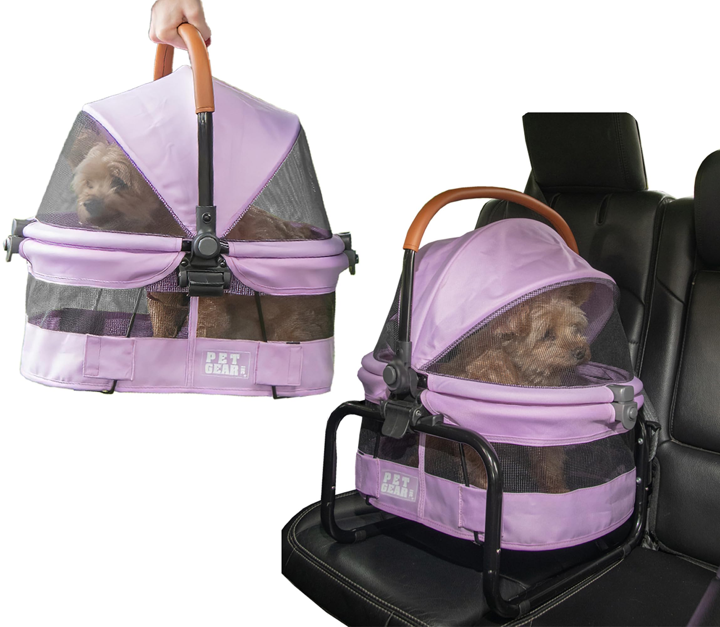 Pet Gear No-Zip View 360 Ultra Lite Pet Safety Carrier & Car Seat for Small Dogs & Cats Push Button Entry, 15, Larkspur