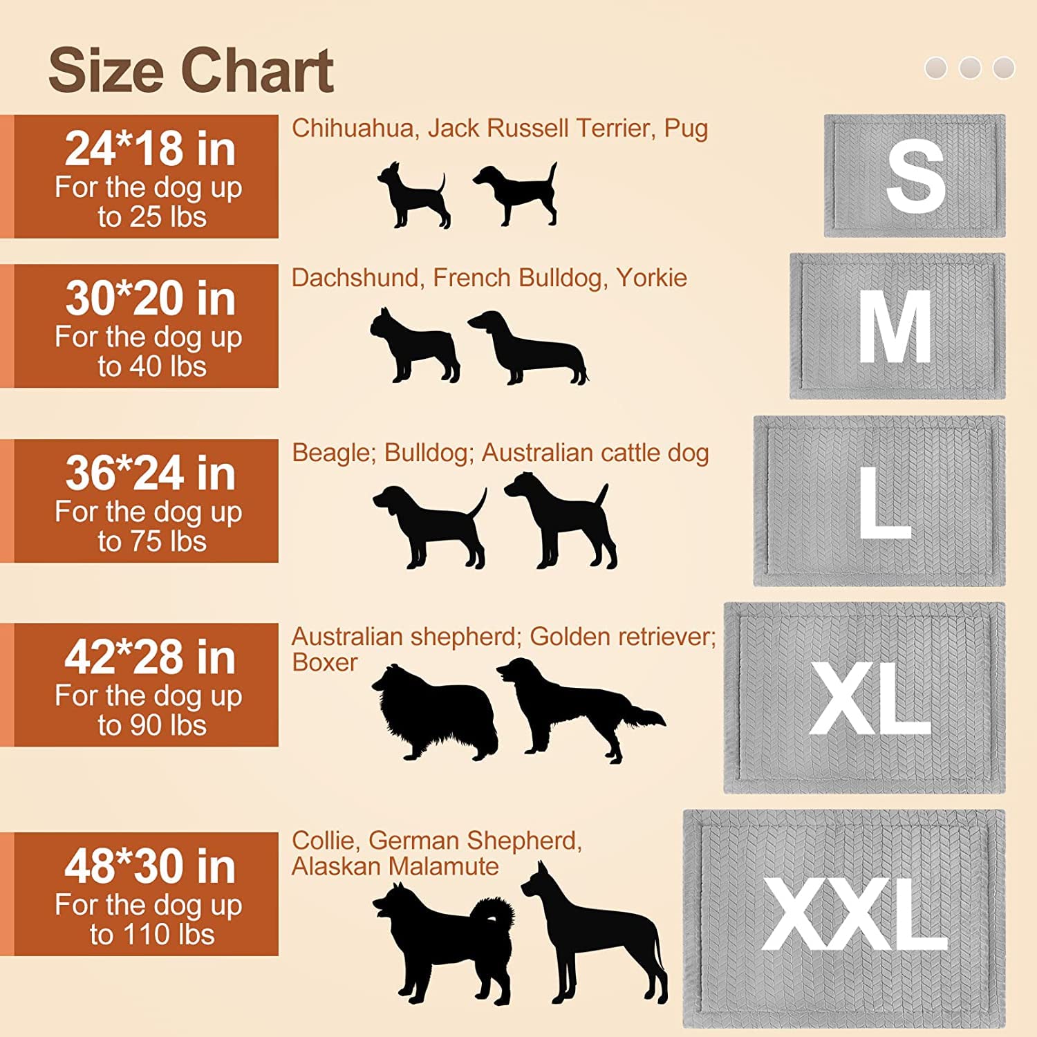 Beautyzoo Dog Bed Crate Pad 42 X 28 Inch, Washable Dog Crate Mat For X-Large Sized Dogs, Anti-Slip Pet Crate Bed Kennel Pad, Dur