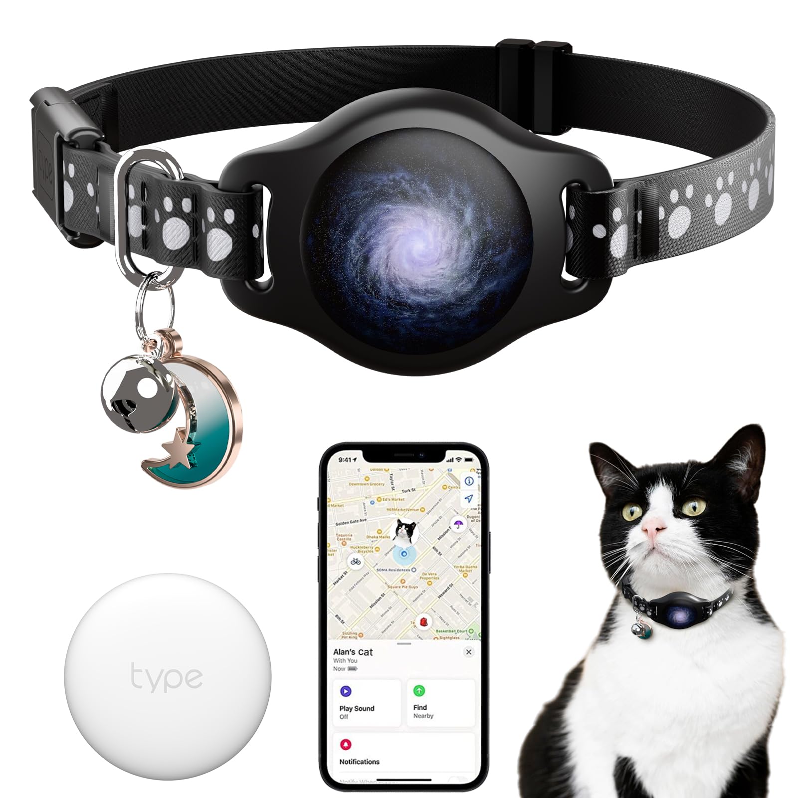 Cat Tracker Collar Waterproof Airtag Cat Collar With Finder Tag (Ios Only Not For Android Devices), Compatible With Apple Find M