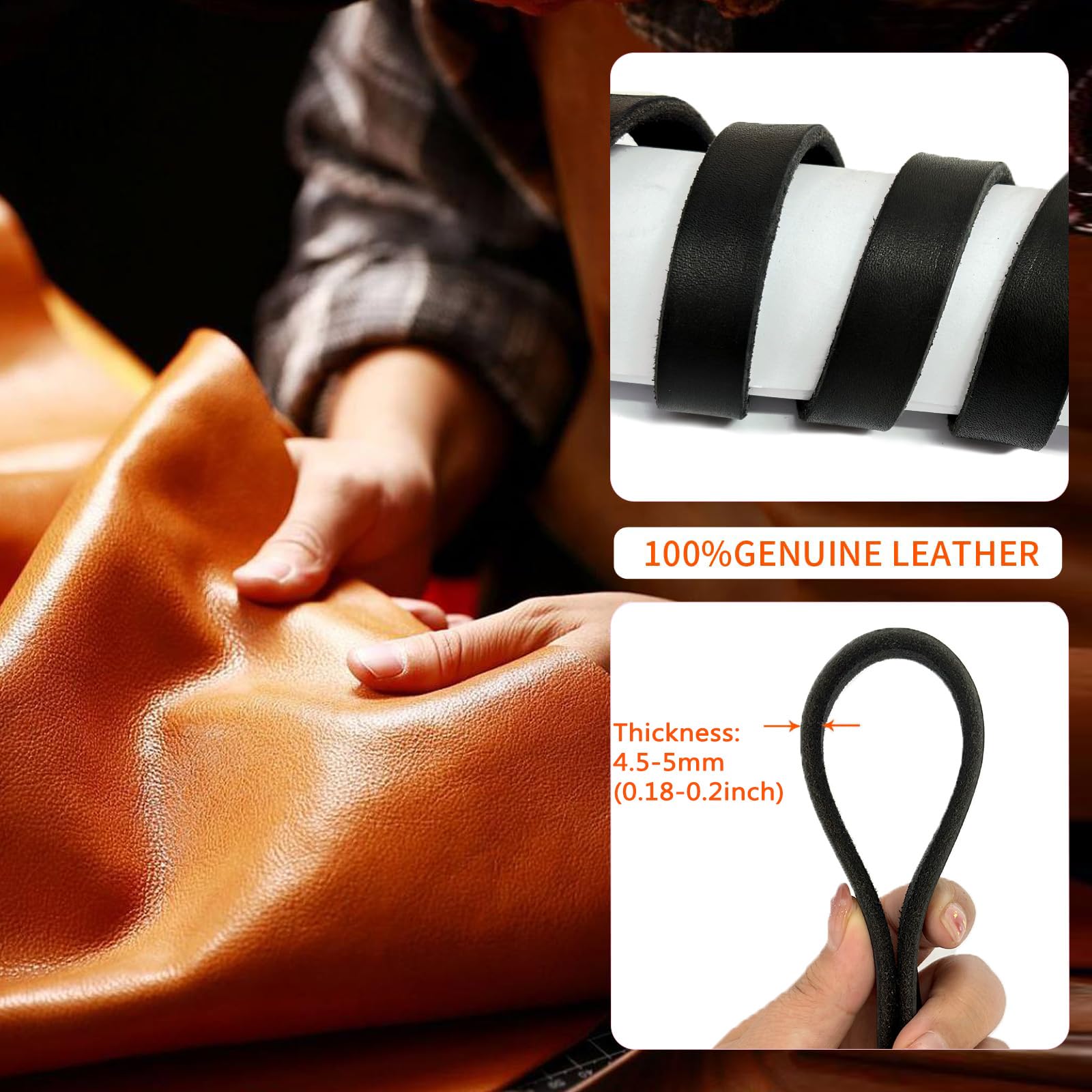 Guiding Star Leather Dog Leash 6Ft, Dog Leashes For Large Dogs Heavy Duty, Soft Handmade Leather Training Leash For Small & Medi