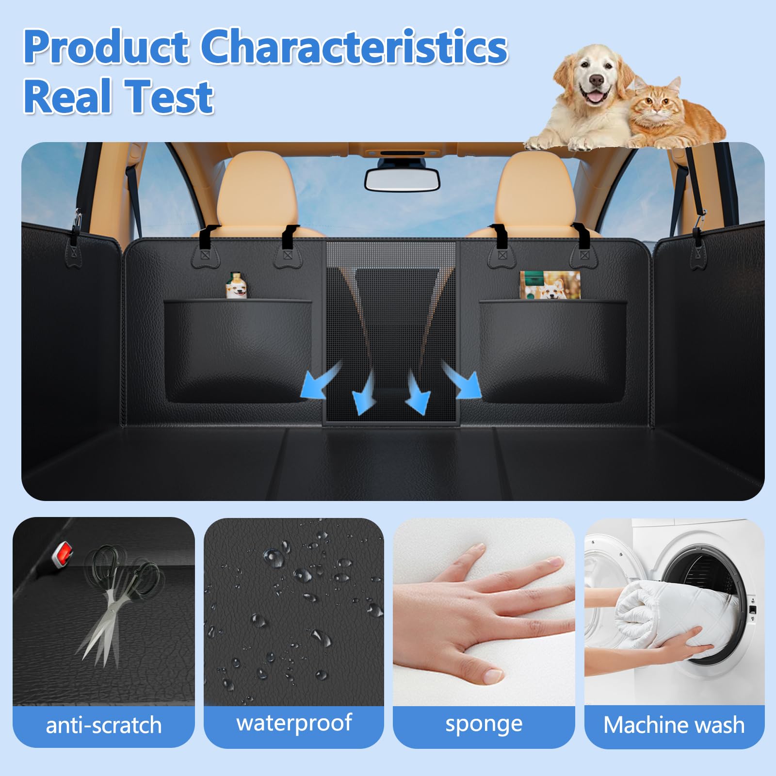 Yfchangle Pu Leather Back Seat Extender For Dogs,Waterproof Back Seat Pet Cover For Dogs,Hard Bottom Up To 500Lbs Dog Car Seat C