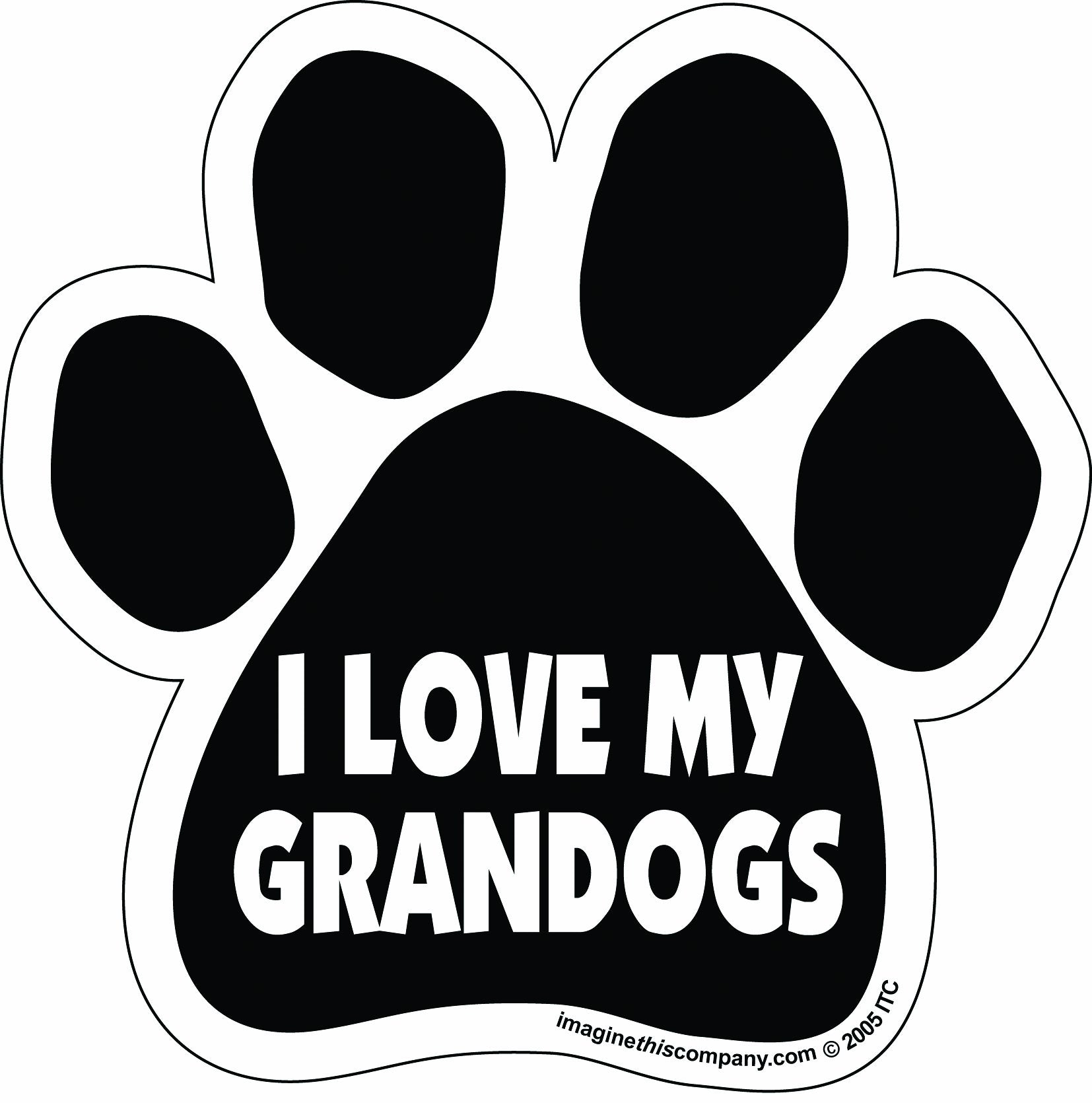 Imagine This Paw Car Magnet, I Love My Grandogs, 5-1/2-Inch By 5-1/2-Inch