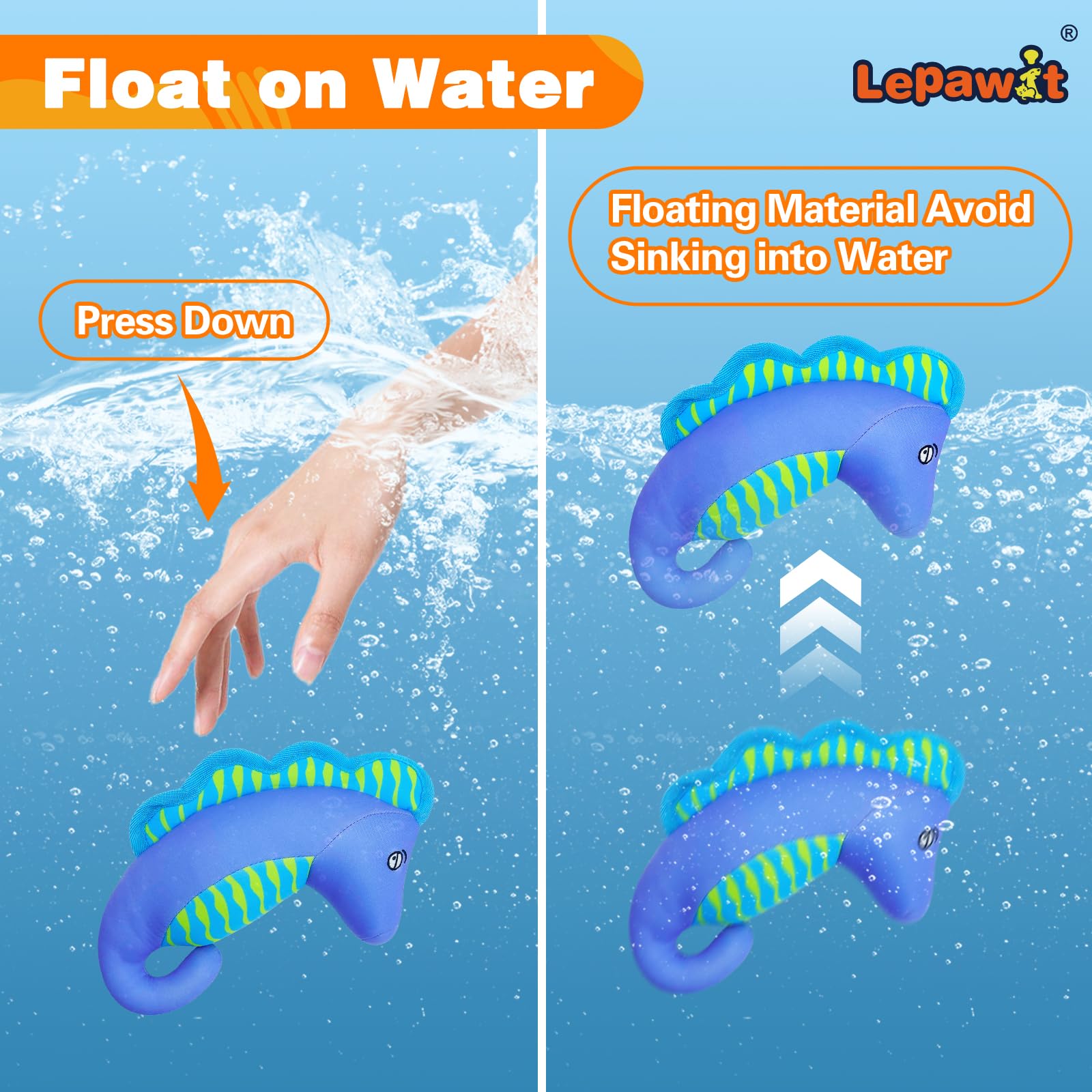 Lepawit Squeaky Dog Toys, Floating Dog Toys For Indoor Or Outward Play, Interactive Dog Gifts For Small And Medium Dogs - Seahor