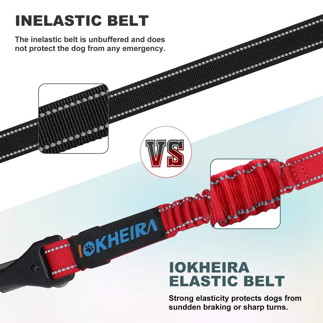 Iokheira Dog Seat Belt 3-In-1 Car Harness For Dogs Adjustable Safety Seatbelt For Car Durable Nylon Reflective Bungee Fabric Tet