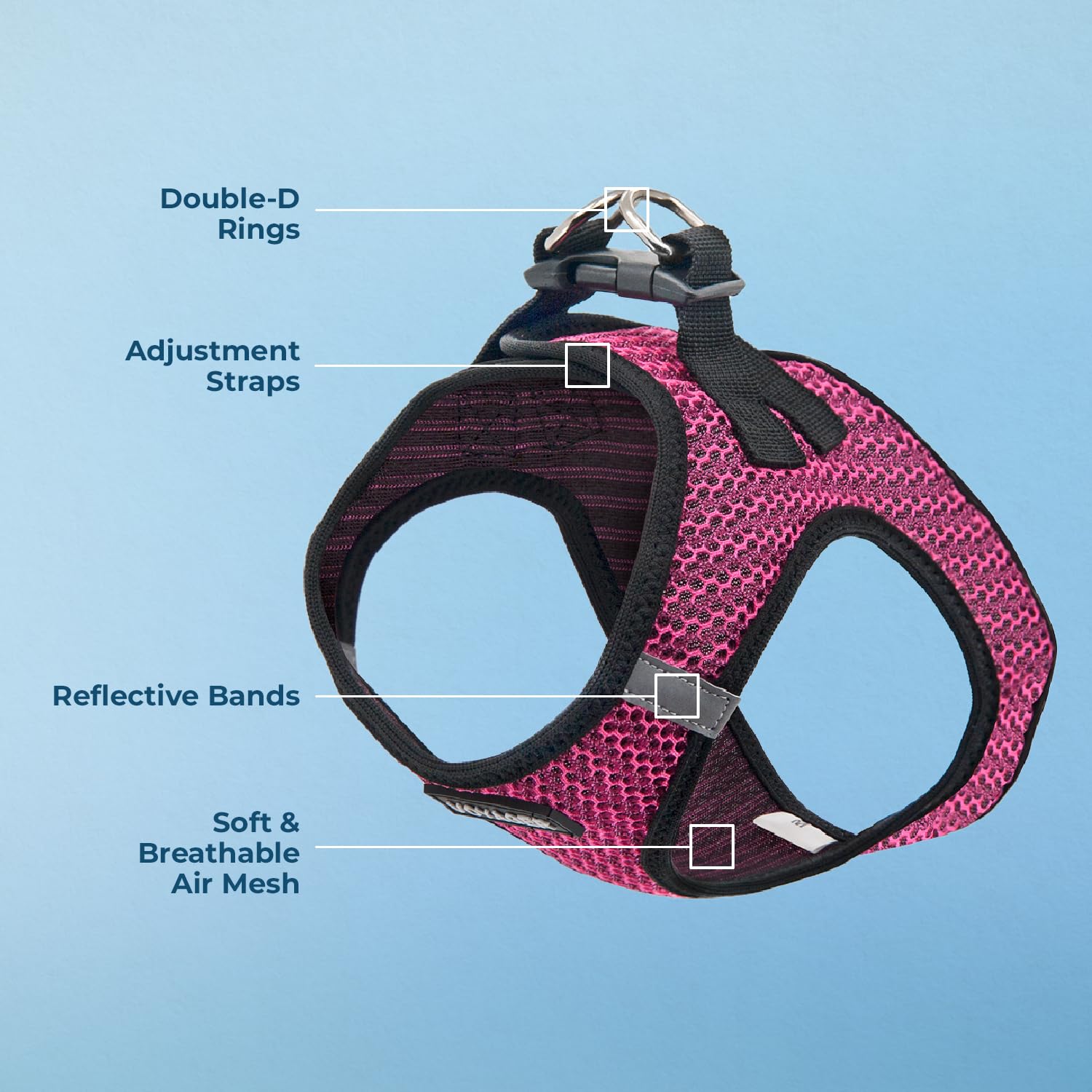 Voyager Step-In Air Dog Harness - All Weather Mesh, Reflective, No Pull Harness For Small, Medium Dogs, Cats - Secure With Hook & Loop Fastener, Buckle, Double D-Rings - Fuchsia 2-Tone, S