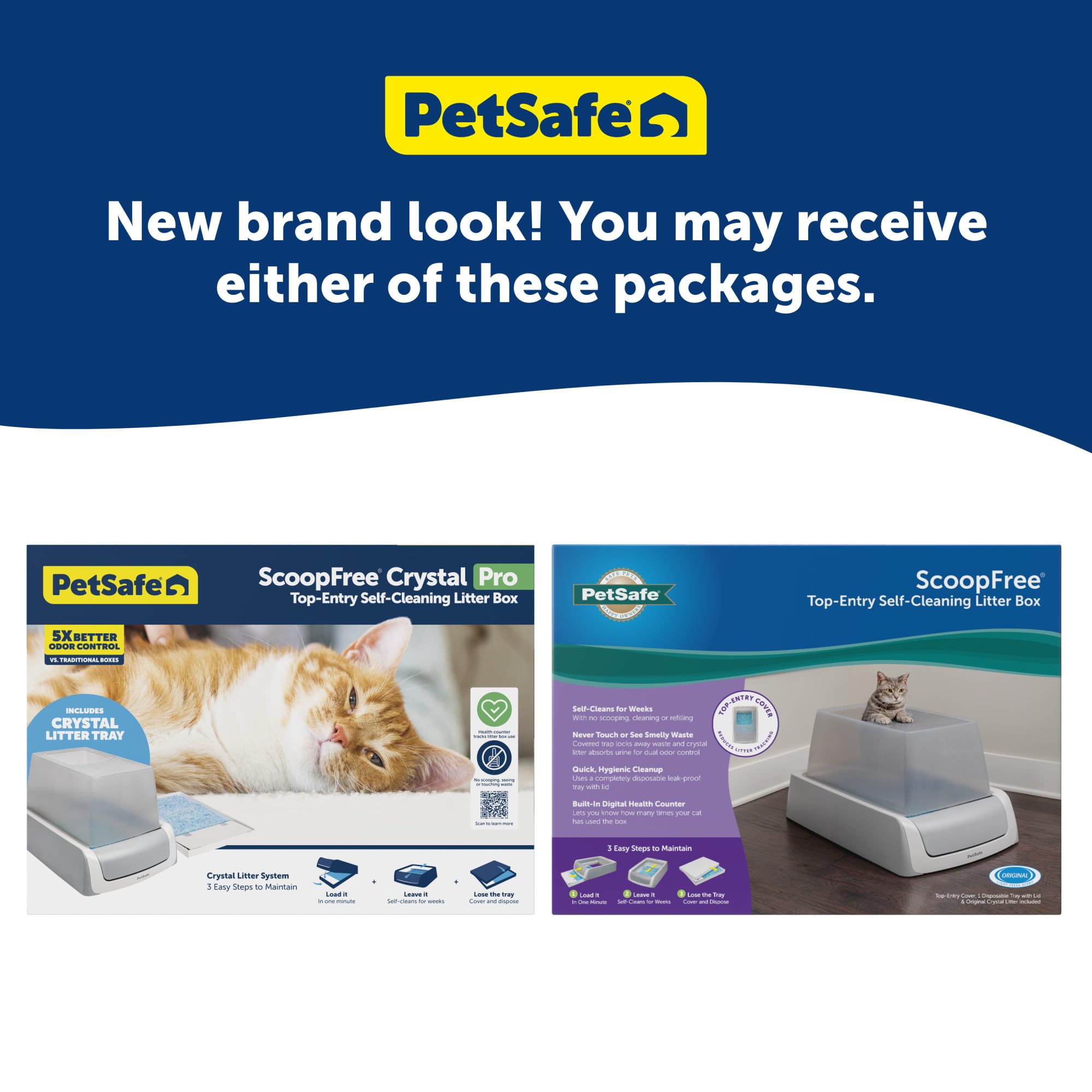 Petsafe Scoopfree Crystal Pro Self Cleaning Litter Box (19.1X17.6X27.6 Inch), Electric Litter Box For Cats, Automatic Waste Removal, Top-Entry Hooded Cover, Self Scooping Litter Box (Grey)