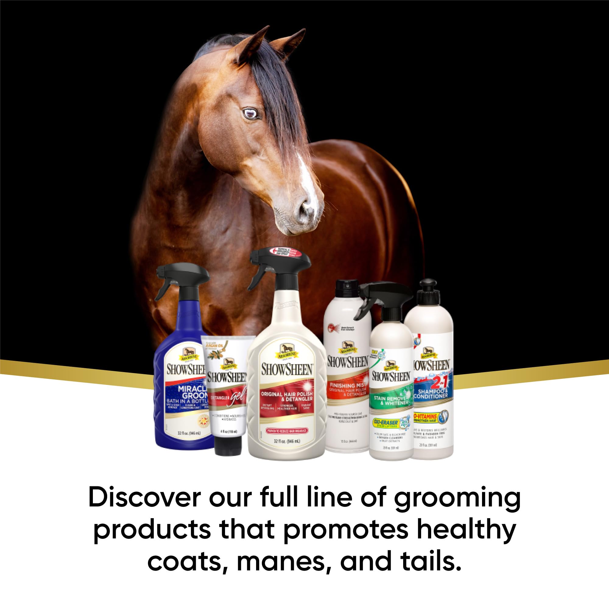 Absorbine Showsheen Miracle Groom Waterless Shampoo, 5-In-1 Formula For Coat, Mane & Tail, 32Oz
