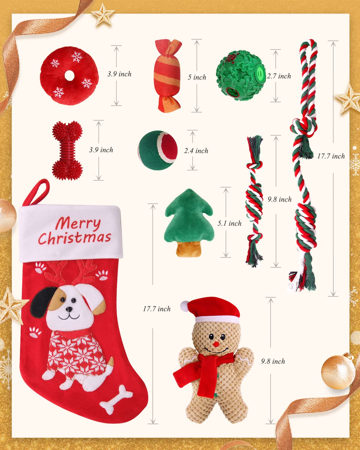 Pweituoet Christmas Dog Toys And Stocking, Adorable Gifts For Puppy To Medium Dog