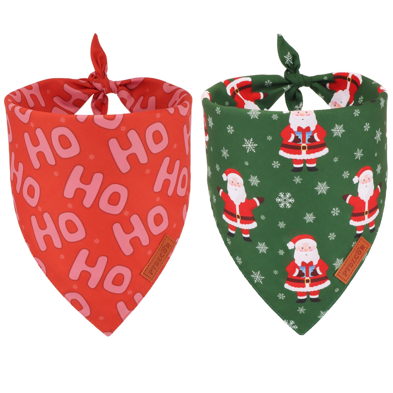 Ptdecor Christmas Dog Bandana, Xmas Hoho Santa Design Reversible Holiday Dog Scarf, Triangle Christmas Bandanas For Large And Ex