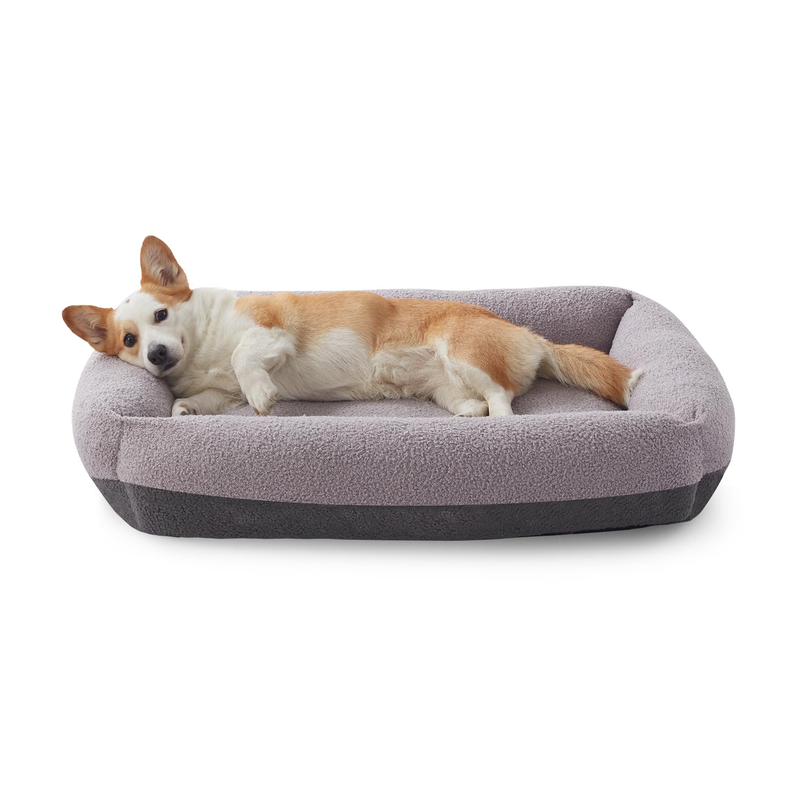 FURTIME Washable Dog Bed Medium Size Dogs, Rectangle Comfy Fluffy Medium Dog Bed, Removable Zipper Cover Machine Wash, Soft Orth