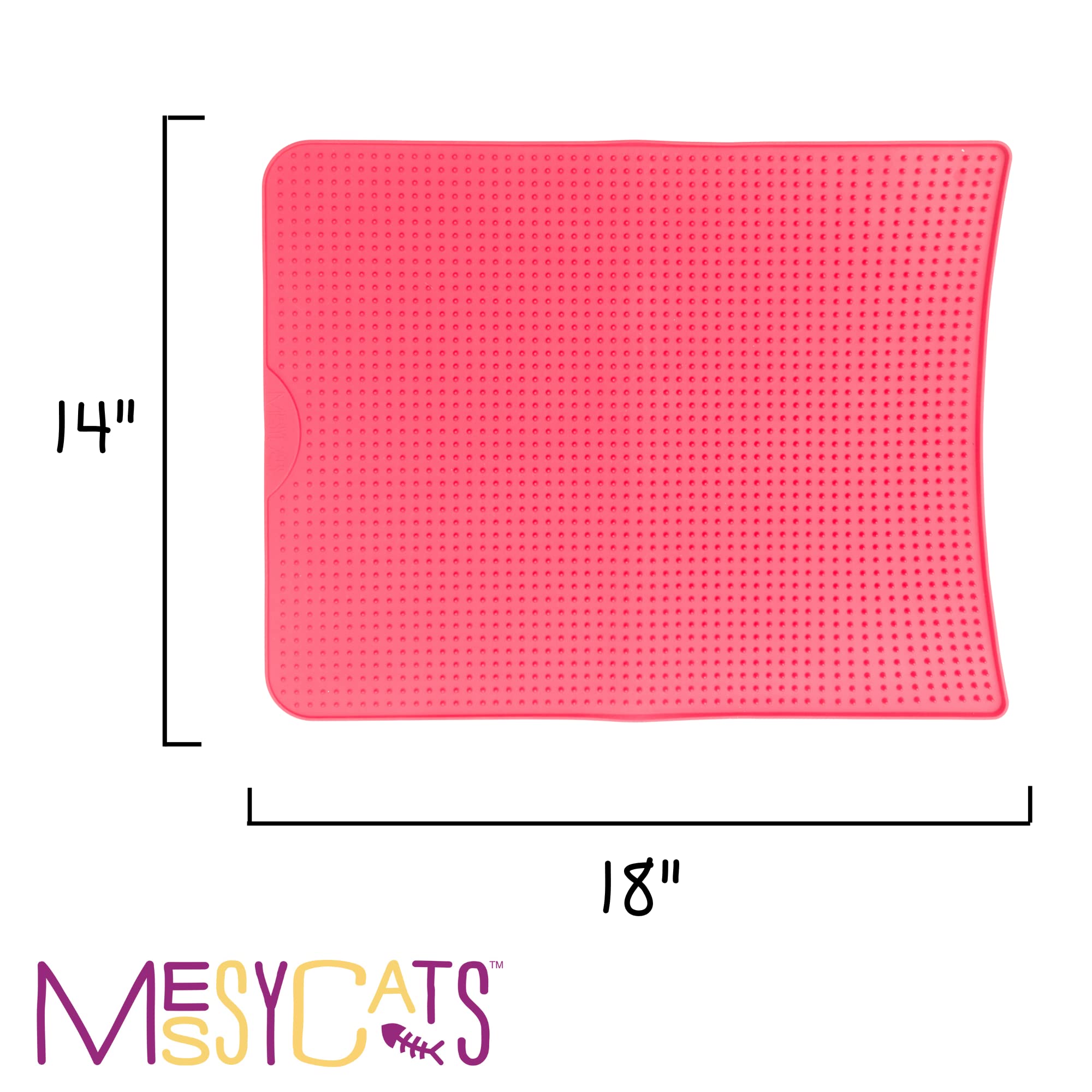 Messy Cats Silicone Litter Mat With Soft Graduated Spikes, 18' X 14', Watermelon