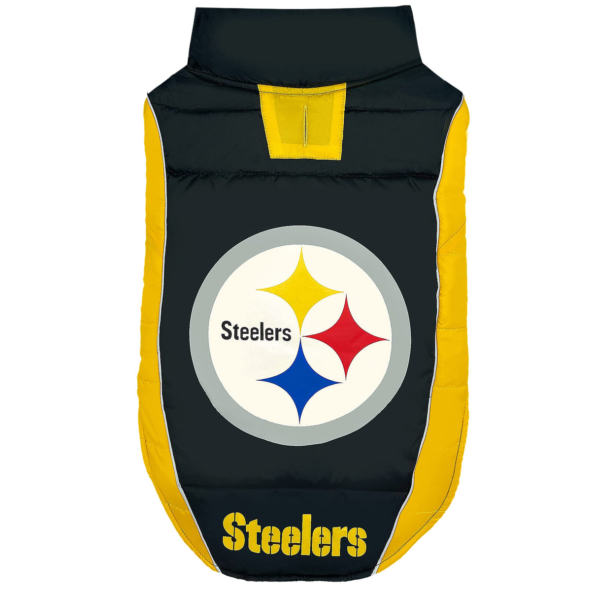 Nfl Pittsburgh Steelers Puffer Vest For Dogs & Cats, Size Medium. Warm, Cozy, And Waterproof Dog Coat, For Small And Large Dogs/