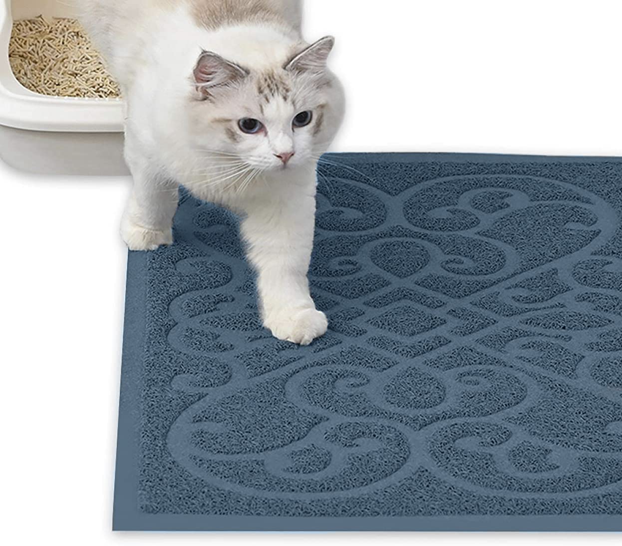 Petlike Cat Litter Box Mat, Thick Kitty Litter Trapping Mat, Durable,Waterproof &Washable With Non-Slip Backing, Soft On Kitty P