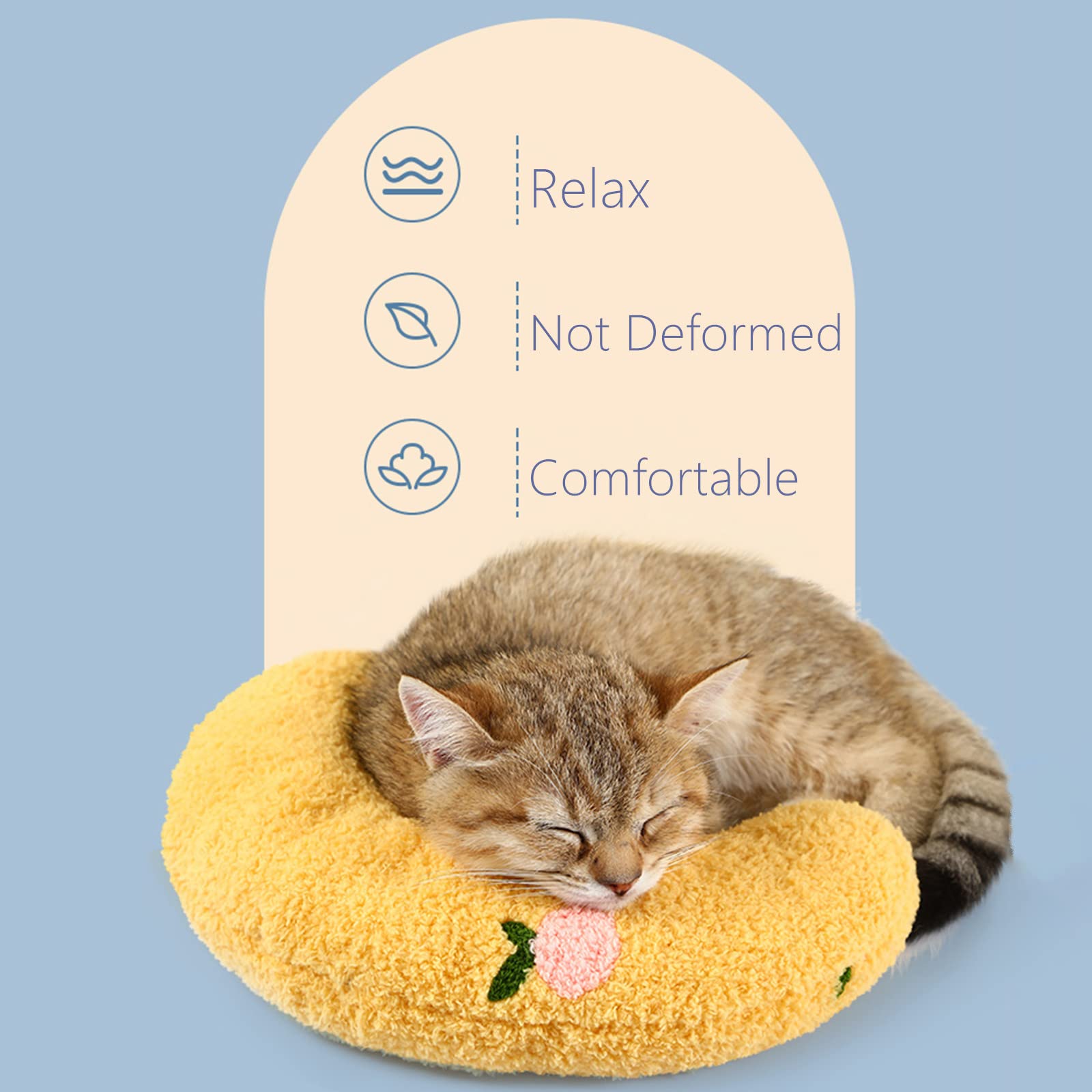 Les Arbres Fair Little Pillow For Cats, Ultra Soft Fluffy Pet Calming Toy Half Donut Cuddler For Joint Relief Sleeping Improve M