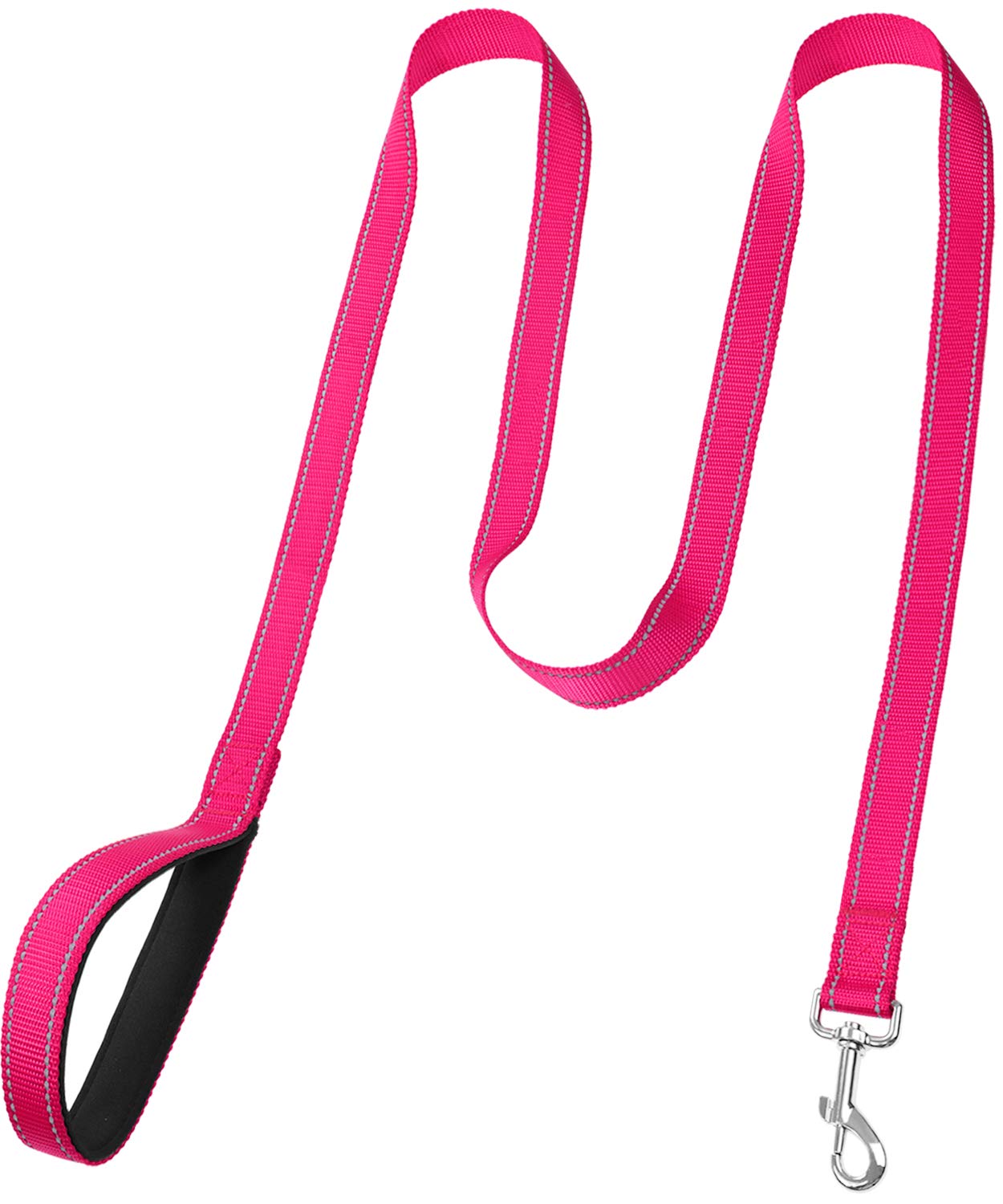 Funtags 6Ft Reflective Dog Leash With Soft Padded Handle For Training,Walking Lead For Medium & Small Dogs,3/4 Inch Wide,Hotpink
