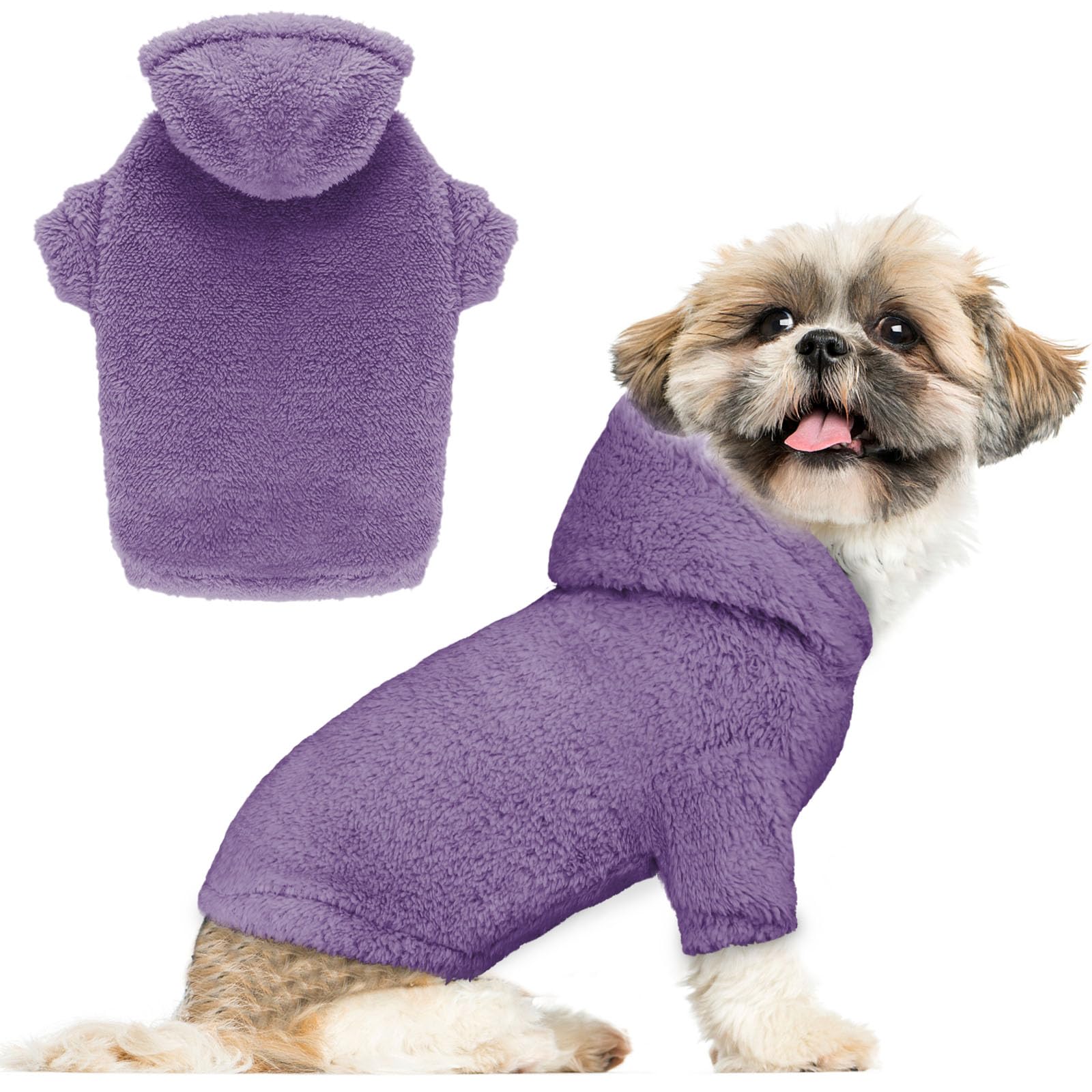 Stpiatue Fuzzy Dog Sweaters For Small Dogs Dog Hoodie Dog Clothes Warm Soft Cozy Dog Coats Hooded Sweatshirt Fleece Small Dog Ho