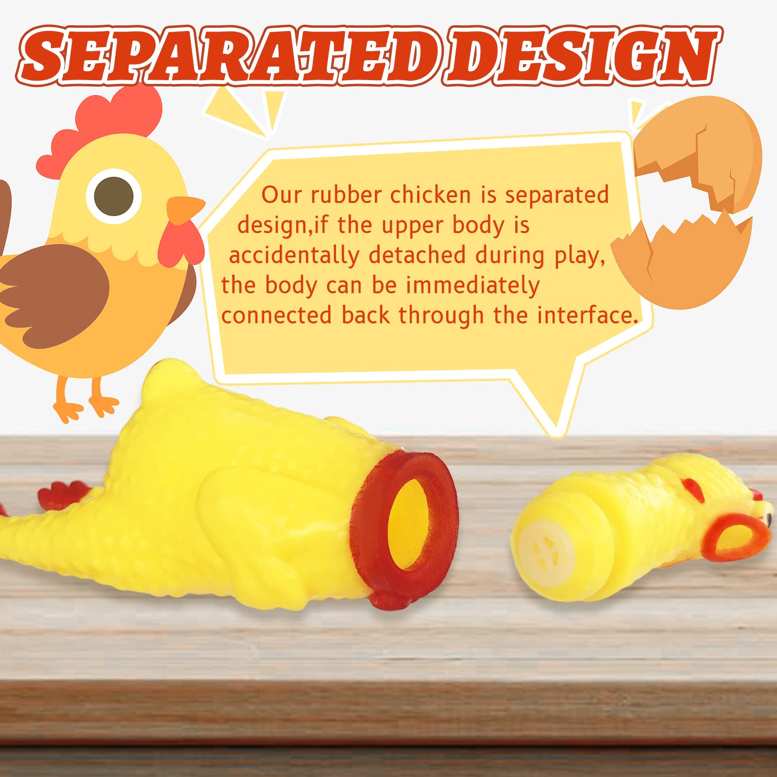 Zddaoole 20 Pcs Rubber Chicken,Screaming Chicken,Squeeze Chicken,Yellow Rubber Squawking Dog Toys,Prank Novelty Noise Toy