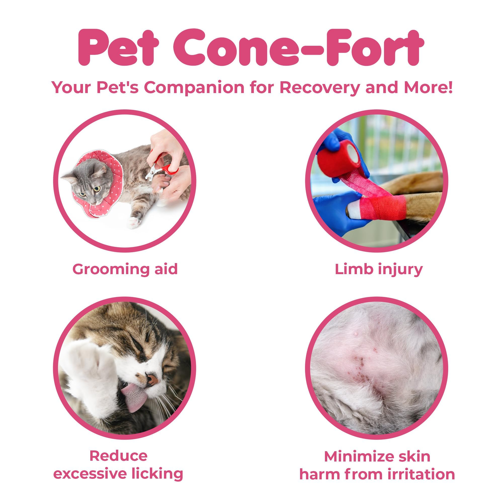 SunGrow Cat Cone Collar Soft, Pet Recovery Elizabethan E Collar Soft Neck Cone to Stop Licking for Cats & Kittens After Surgery,