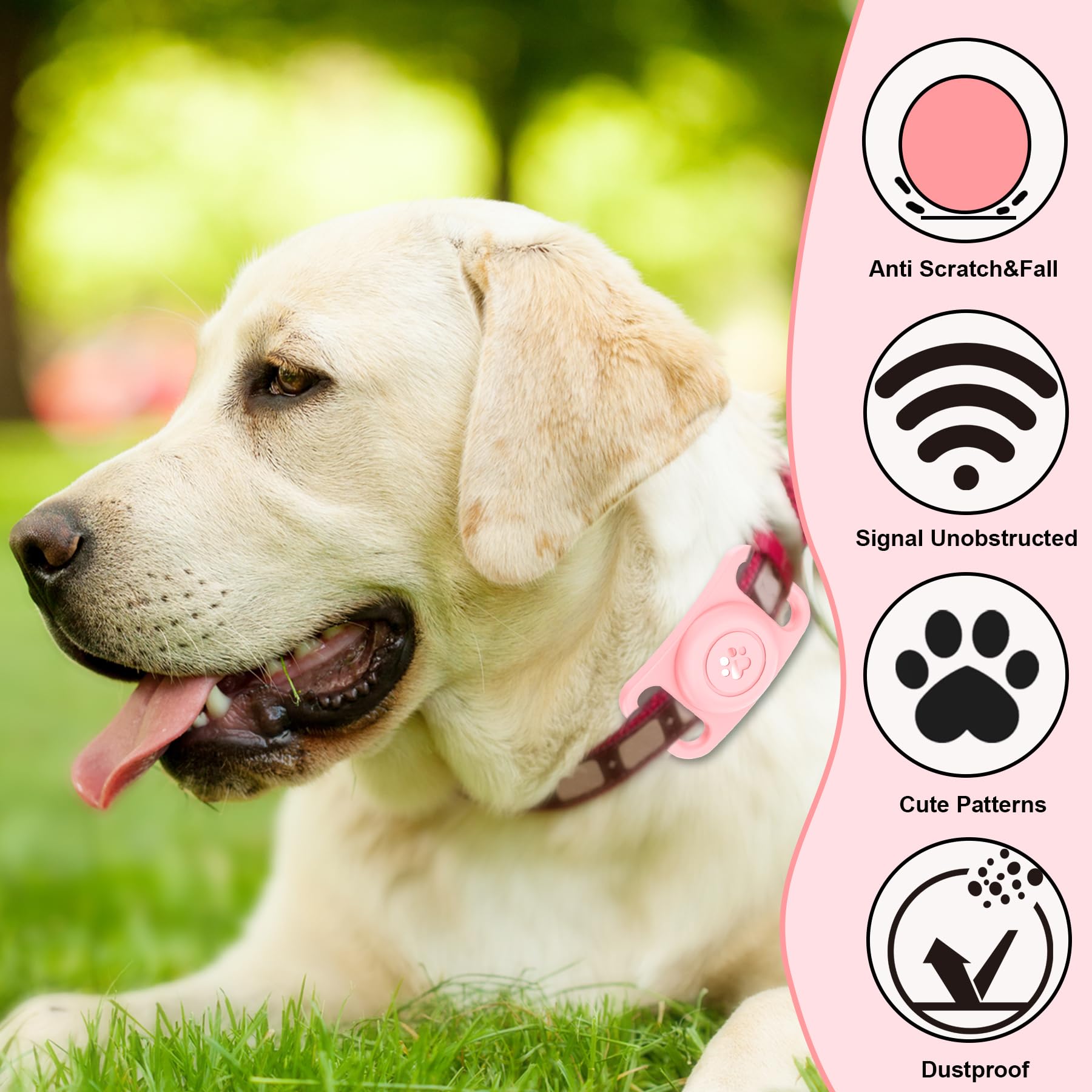 Airtag Dog Collar Holder [2 Pack], Waterproof Apple Airtag Case, Full-Body Silicone Protection, Anti-Lost Protective Airtag Hold
